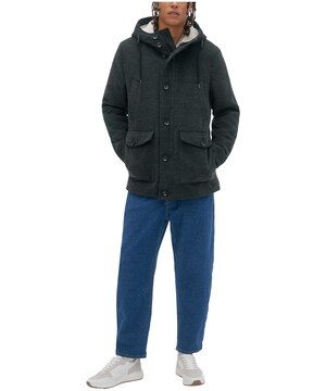 Veste à capuche mi-longue en fausse laine pour hommes, Malik, Noize