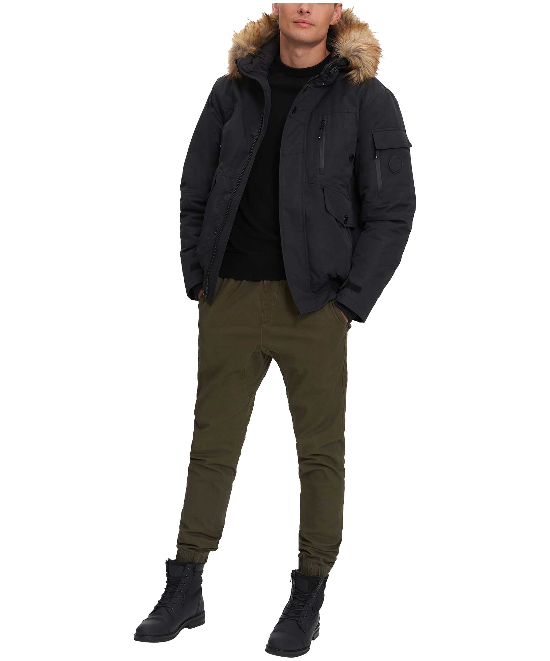 Blouson à capuche en fausse fourrure pour hommes, Max, Noize