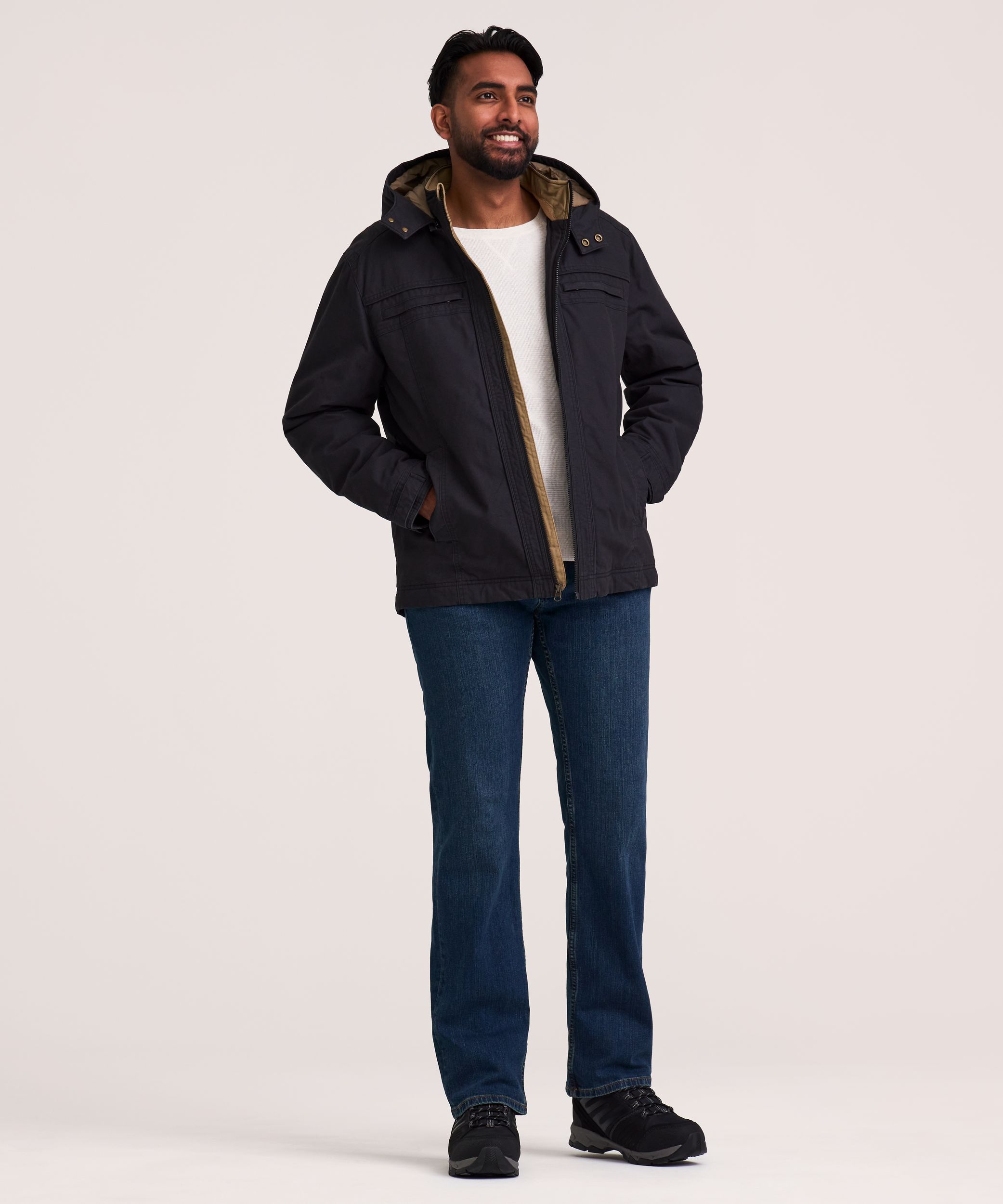 Veste décontractée en coton avec doublure en molleton pour hommes, WindRiver