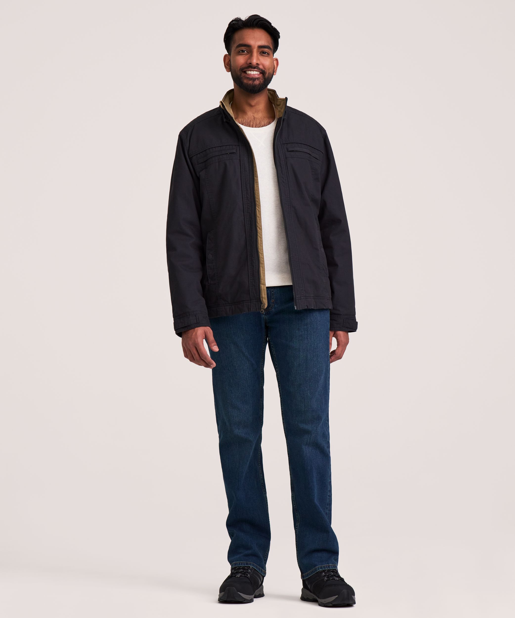 Veste décontractée en coton avec doublure en molleton pour hommes, WindRiver