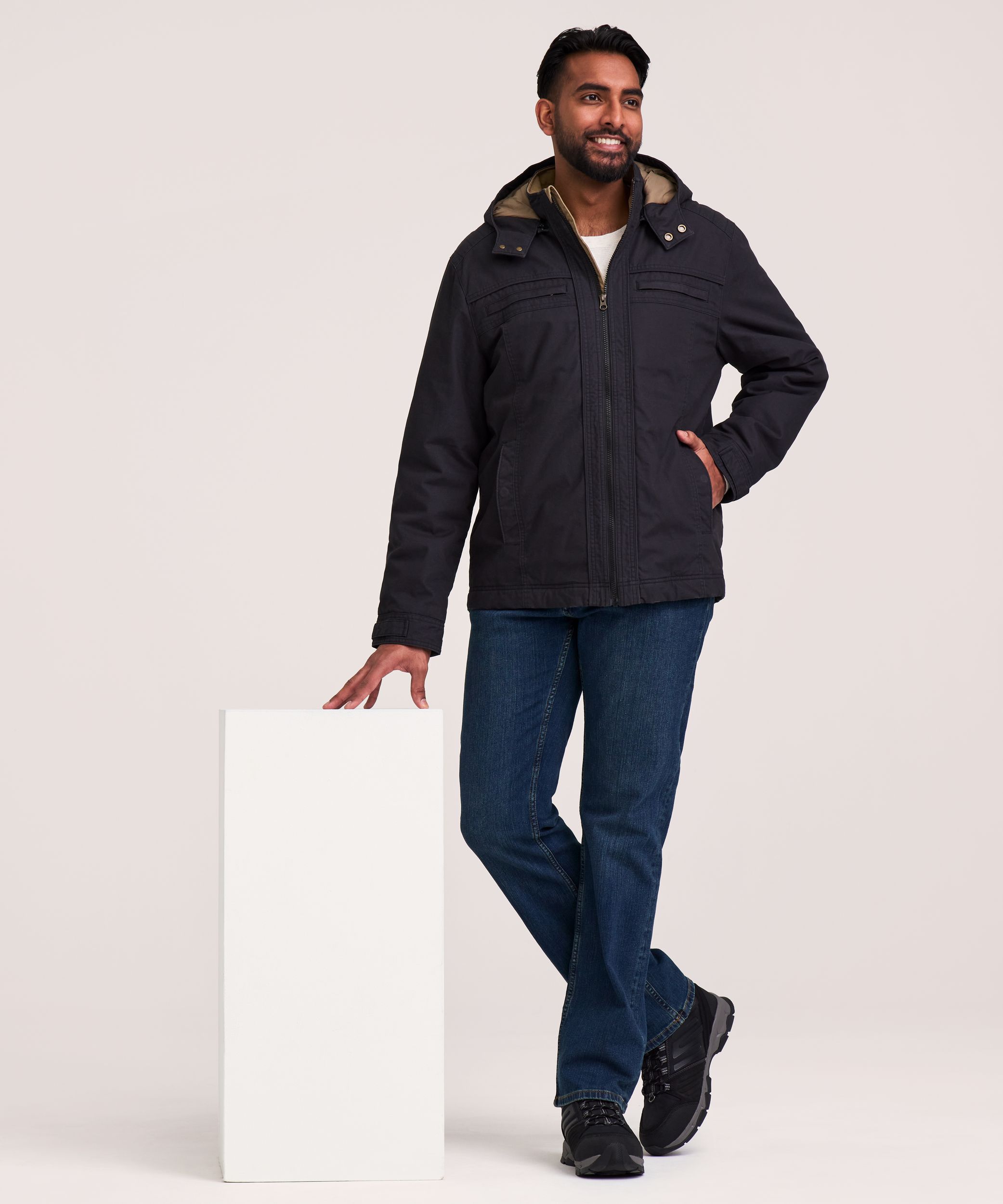 Veste décontractée en coton avec doublure en molleton pour hommes, WindRiver