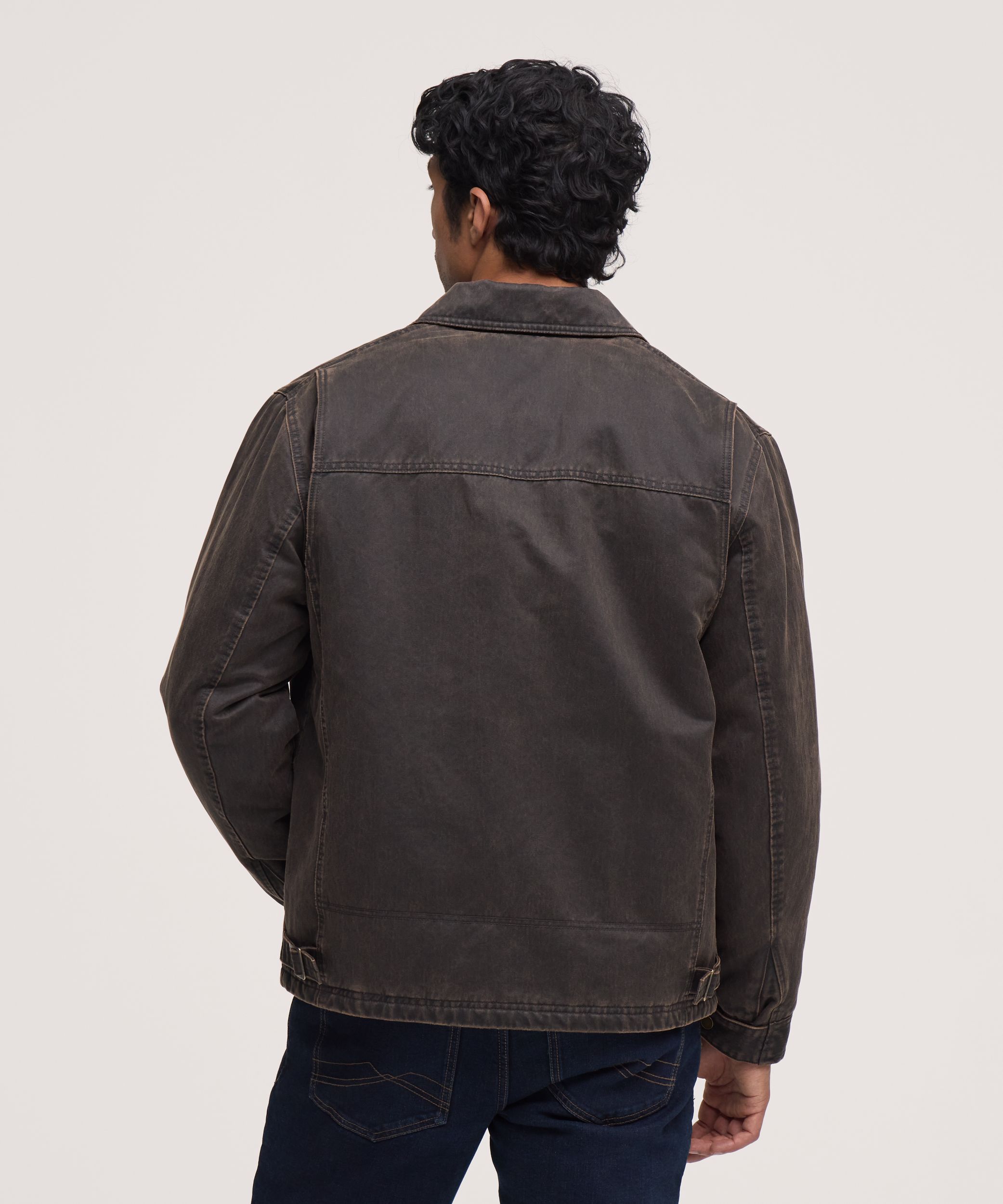 Veste décontractée en coton enduit et doublée en sherpa pour hommes, WindRiver