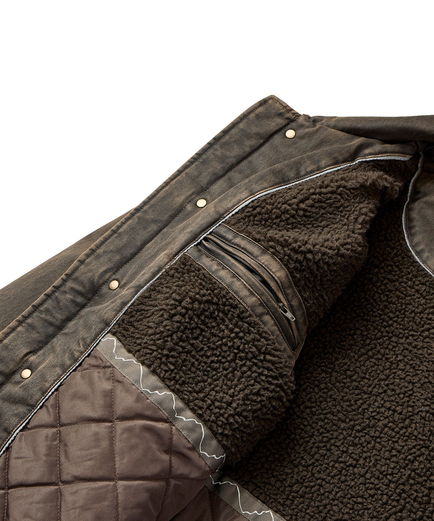 Veste décontractée en coton enduit et doublée en sherpa pour hommes, WindRiver