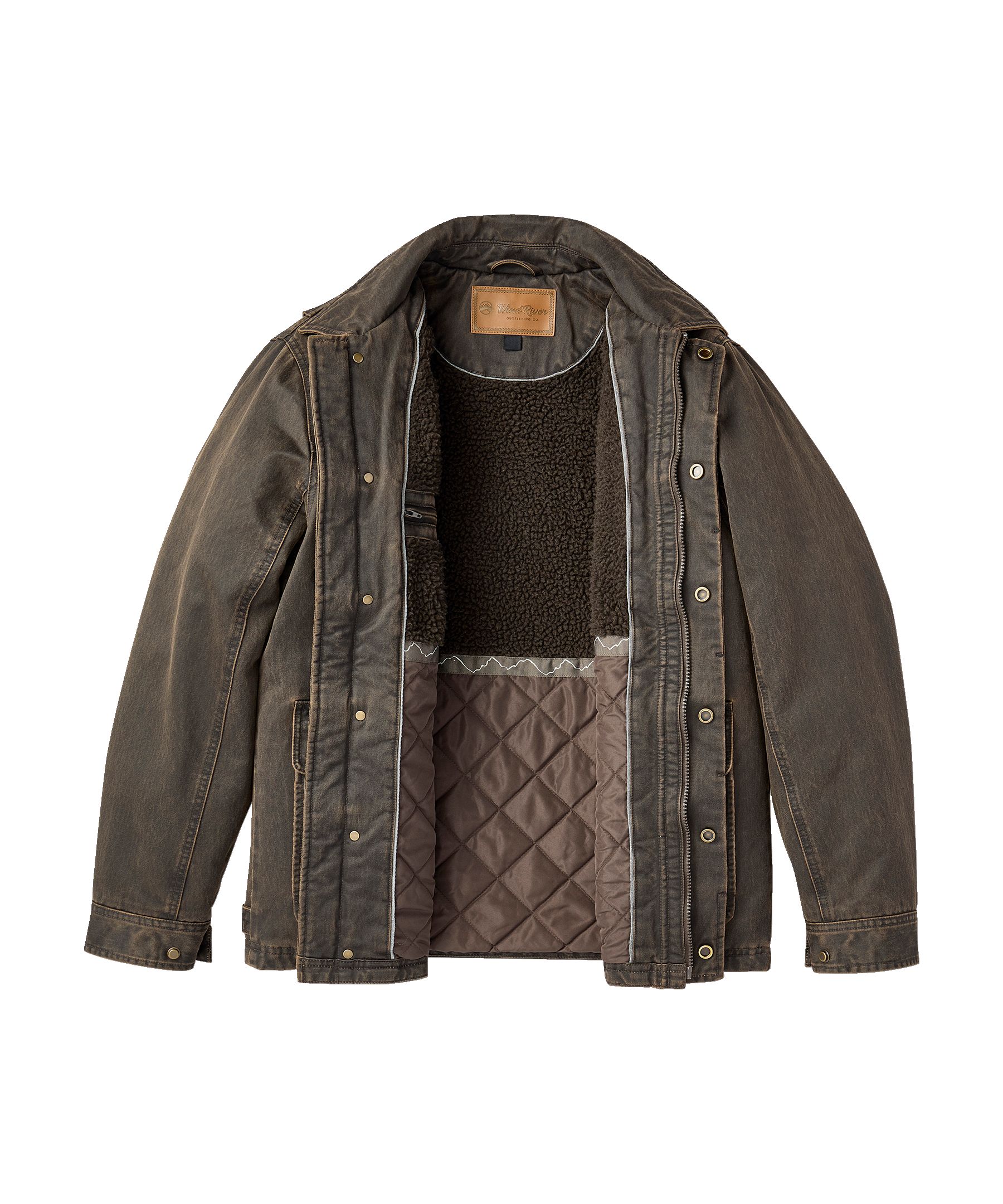 Veste décontractée en coton enduit et doublée en sherpa pour hommes, WindRiver