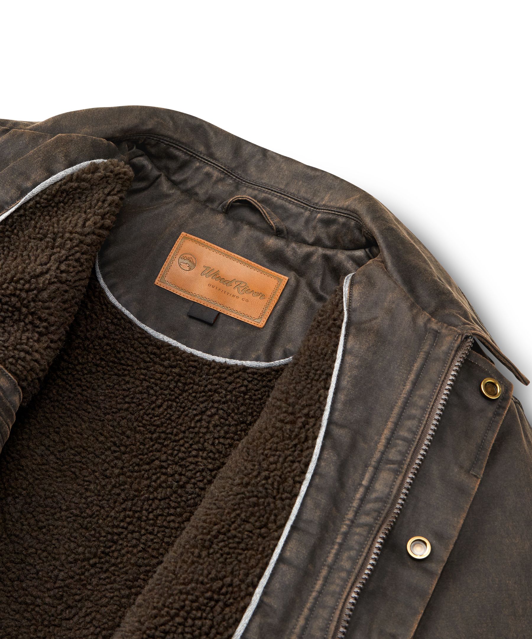 Veste décontractée en coton enduit et doublée en sherpa pour hommes, WindRiver