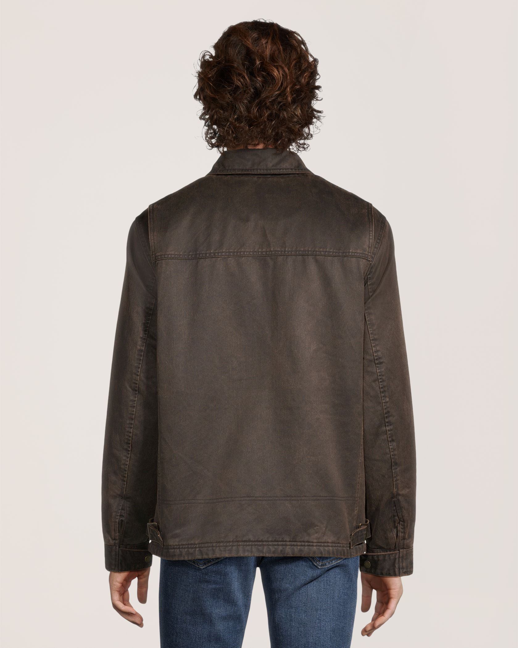 Veste décontractée en coton enduit et doublée en sherpa pour hommes, WindRiver