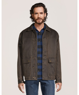 Veste décontractée en coton enduit et doublée en sherpa pour hommes, WindRiver