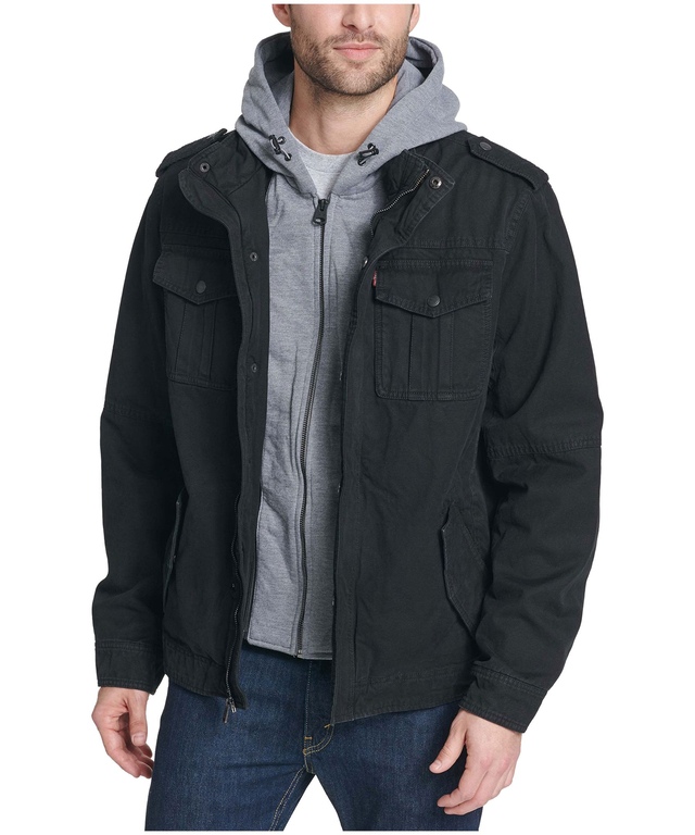 Veste décontractée à capuche en jersey de coton avec doublure en sherpa pour hommes, Levi's