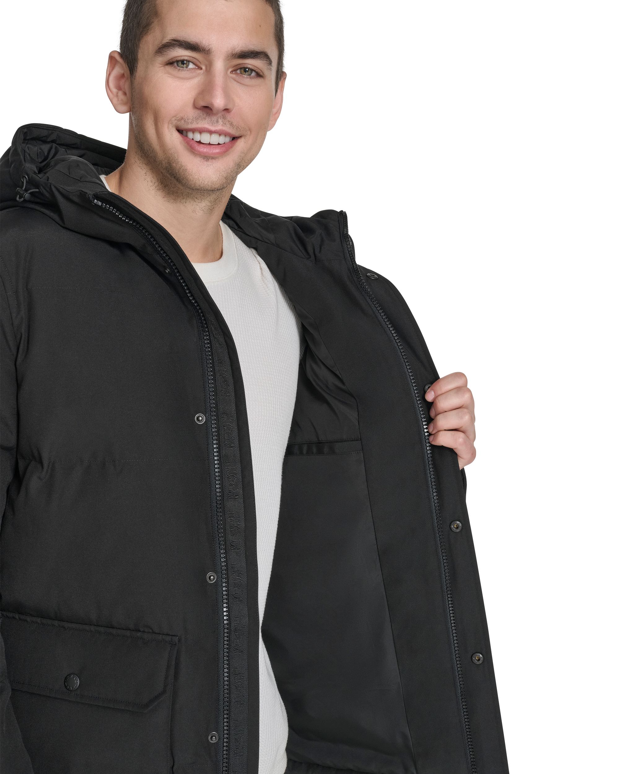 Levi's Men's Hooded Mid-Length Puffer Jacket