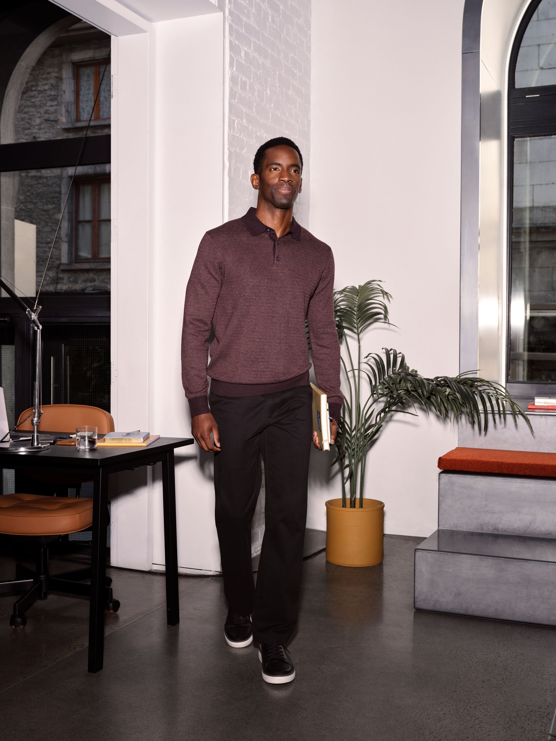 Pantalon kaki décontracté à devant plat avec taille Flextech 360° pour hommes, Denver Hayes
