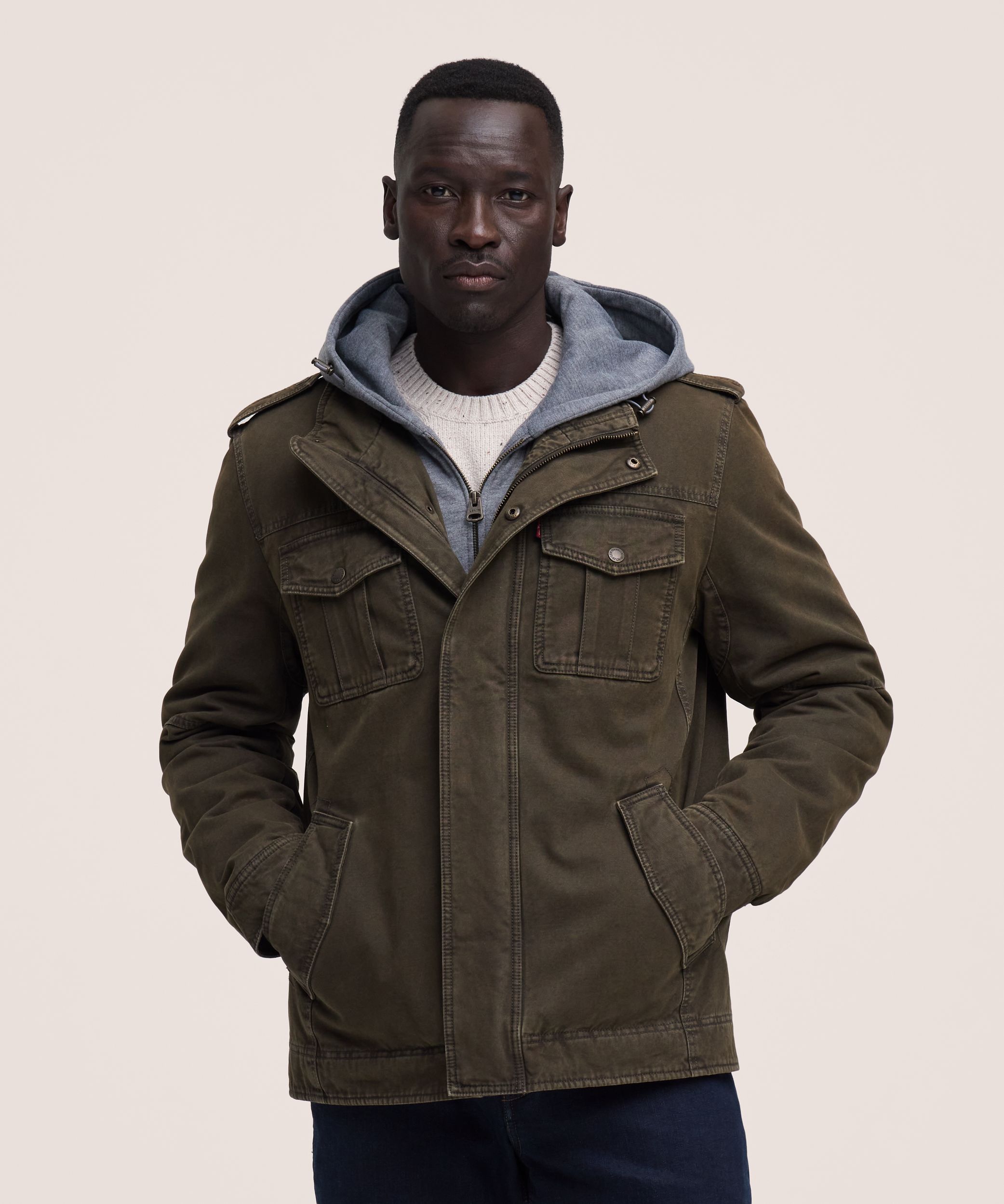 Levi's Men's Cotton Sherpa Lined Jersey Hooded Casual Jacket