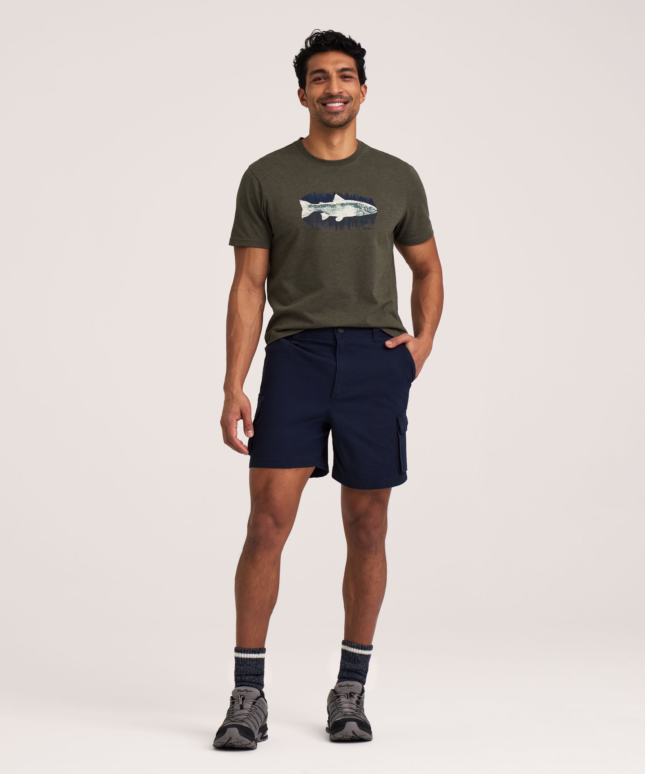 WindRiver Men's Canvas Stretch Cargo Pocket Hiking Shorts
