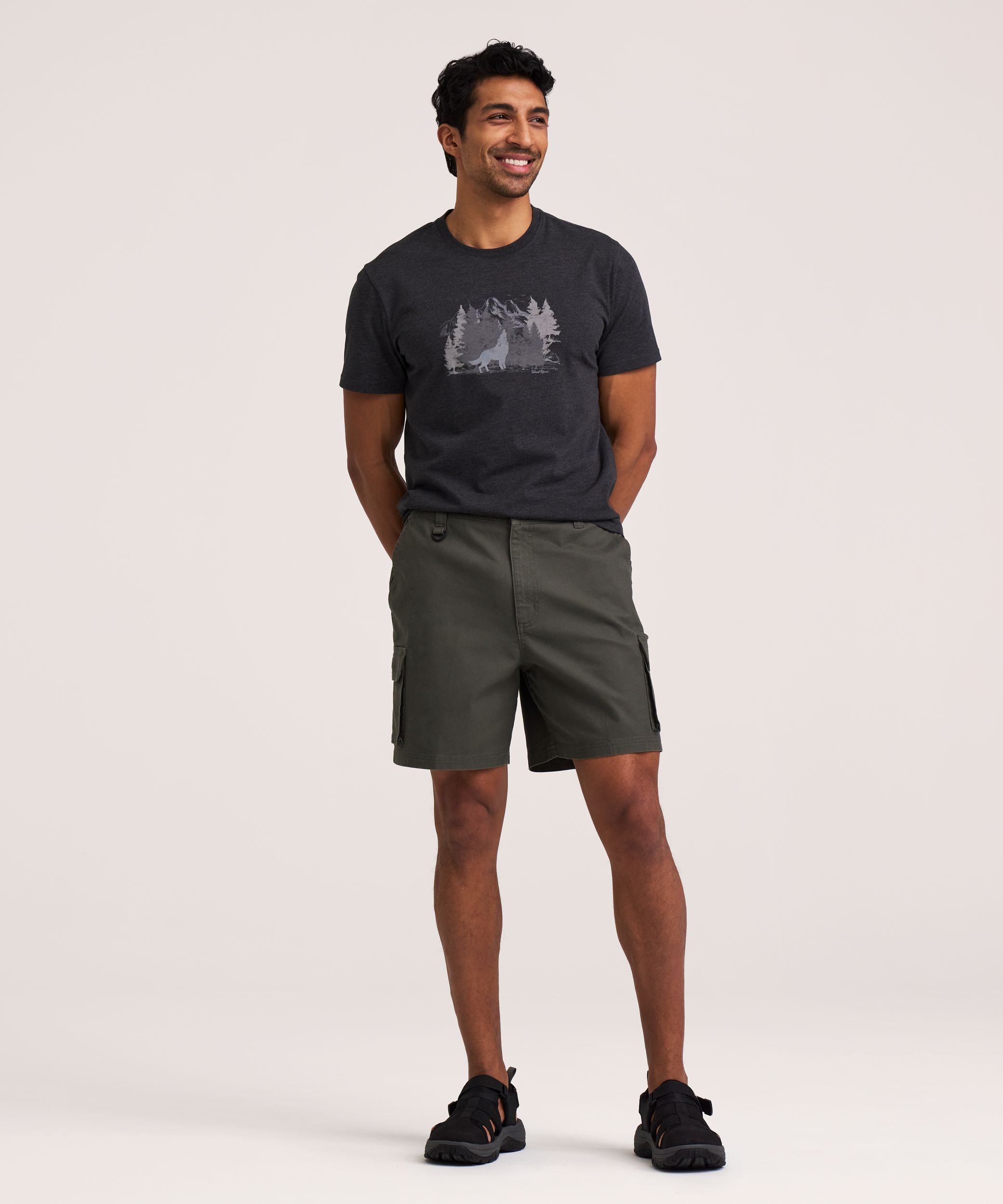 WindRiver Men's Canvas Stretch Cargo Pocket Hiking Shorts