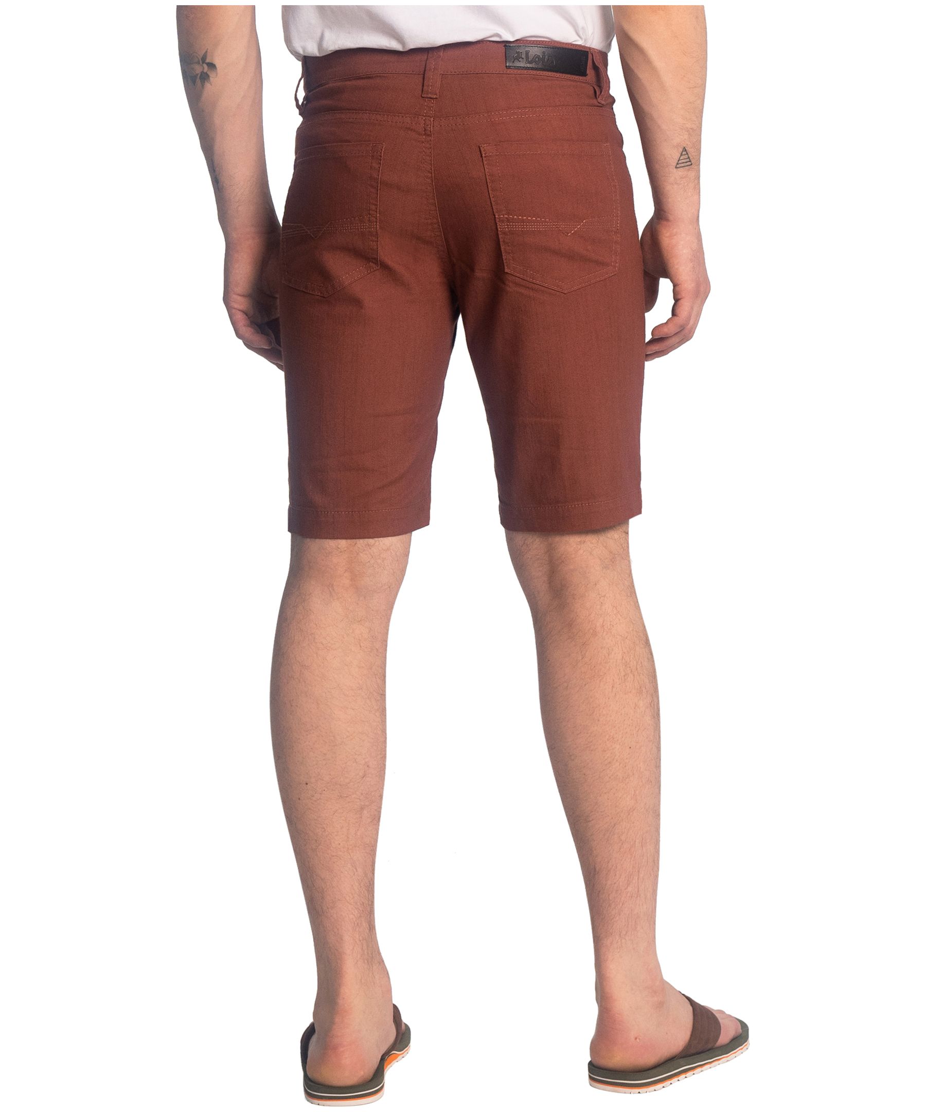 Short chino extensible en sergé flammé pour hommes, Dennis, Lois