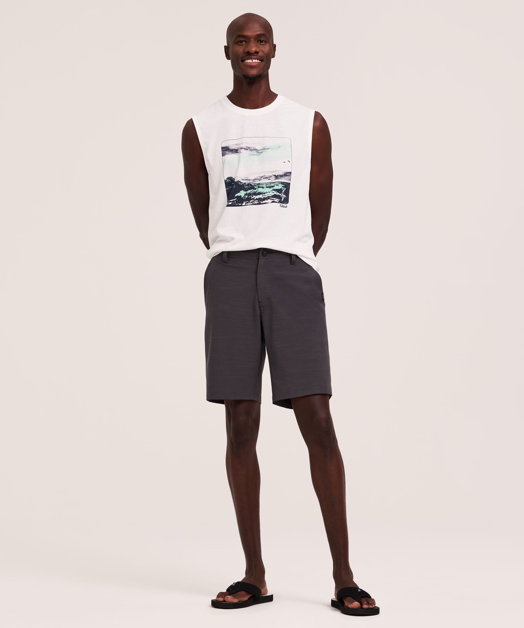 FarWest Men's End on End Stretch Textured Hybrid Shorts