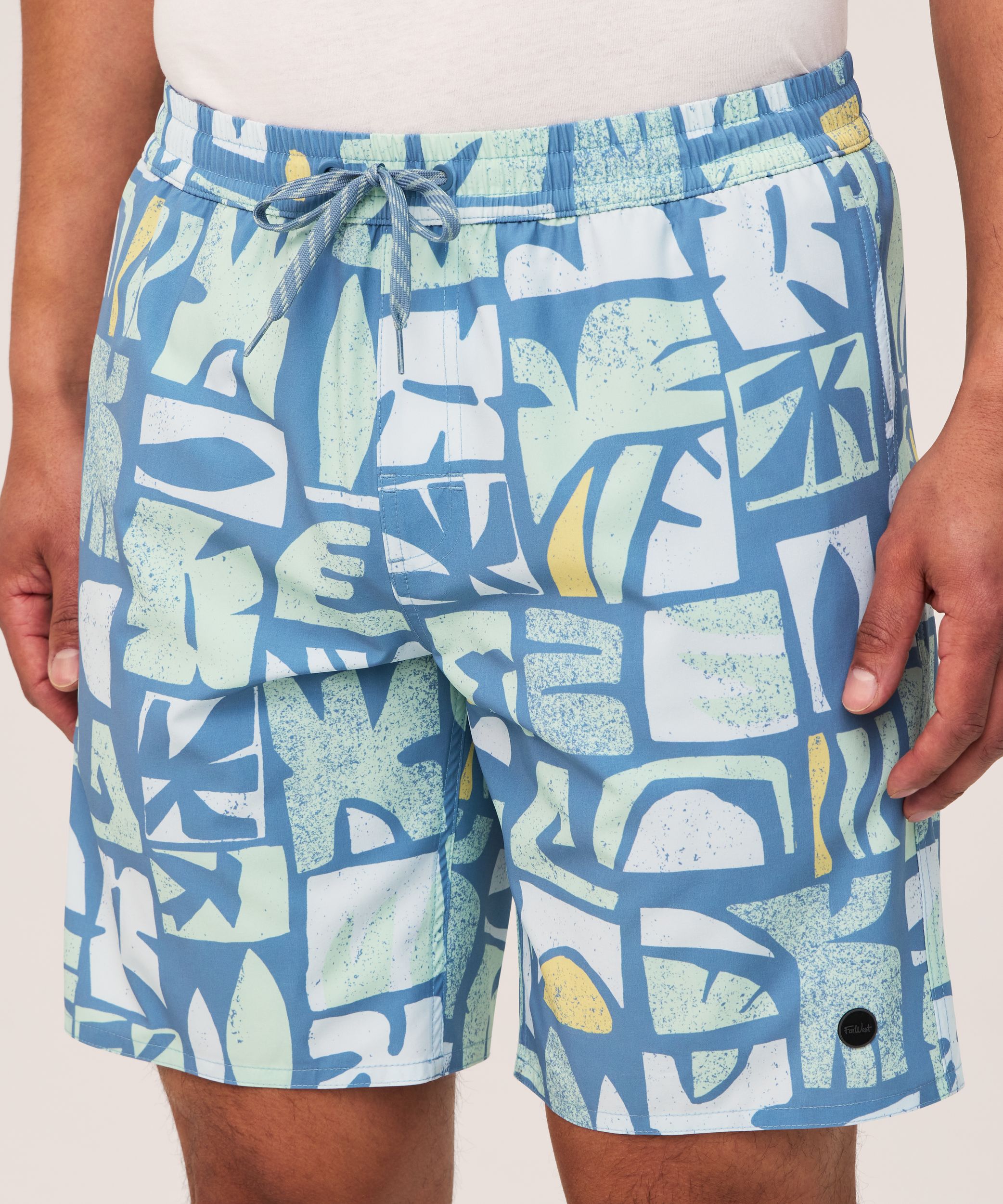 Bermuda de plage imprimé à entrejambe de 20&nbsp;cm pour hommes, FarWest