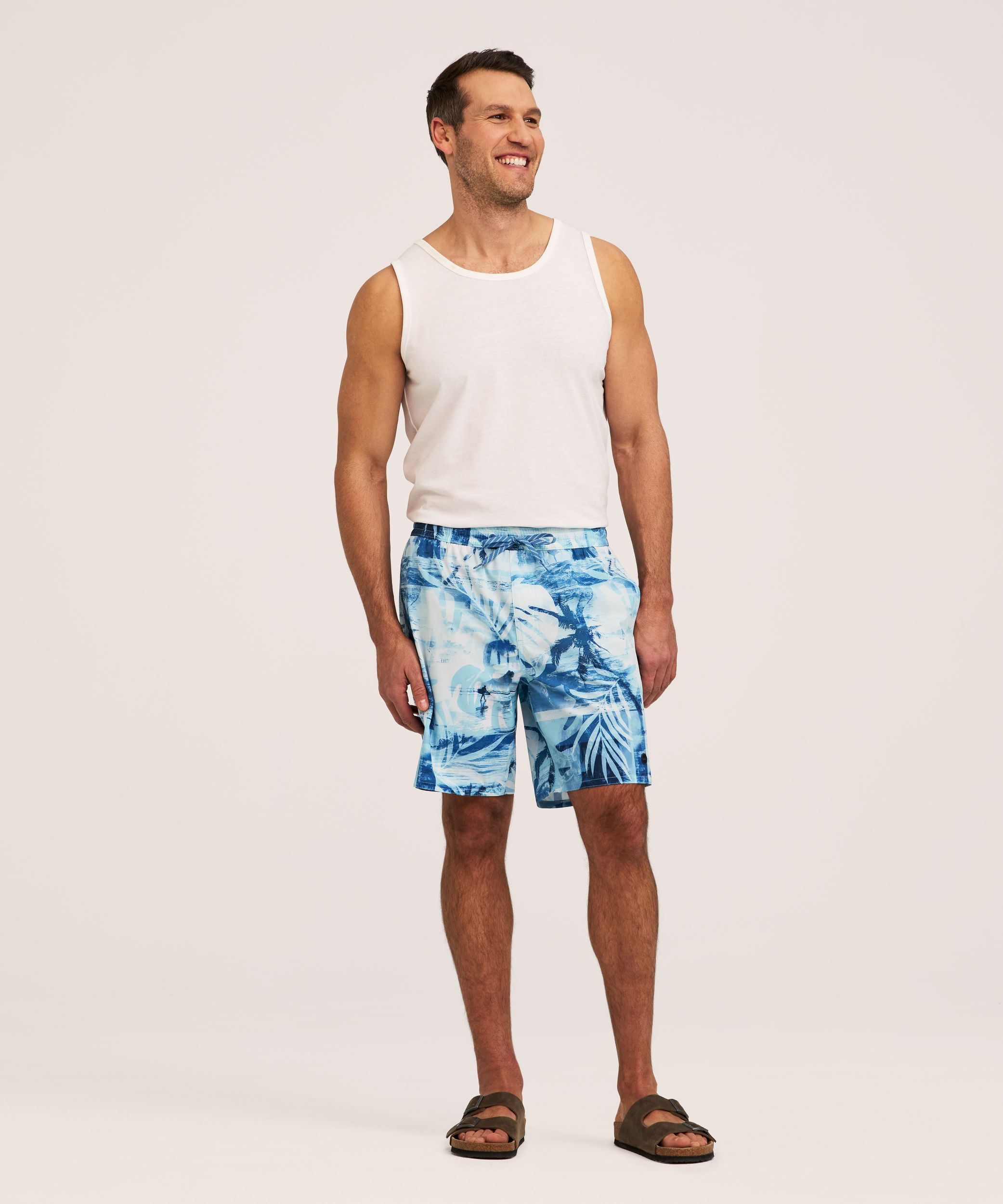 Bermuda de plage imprimé à entrejambe de 20&nbsp;cm pour hommes, FarWest