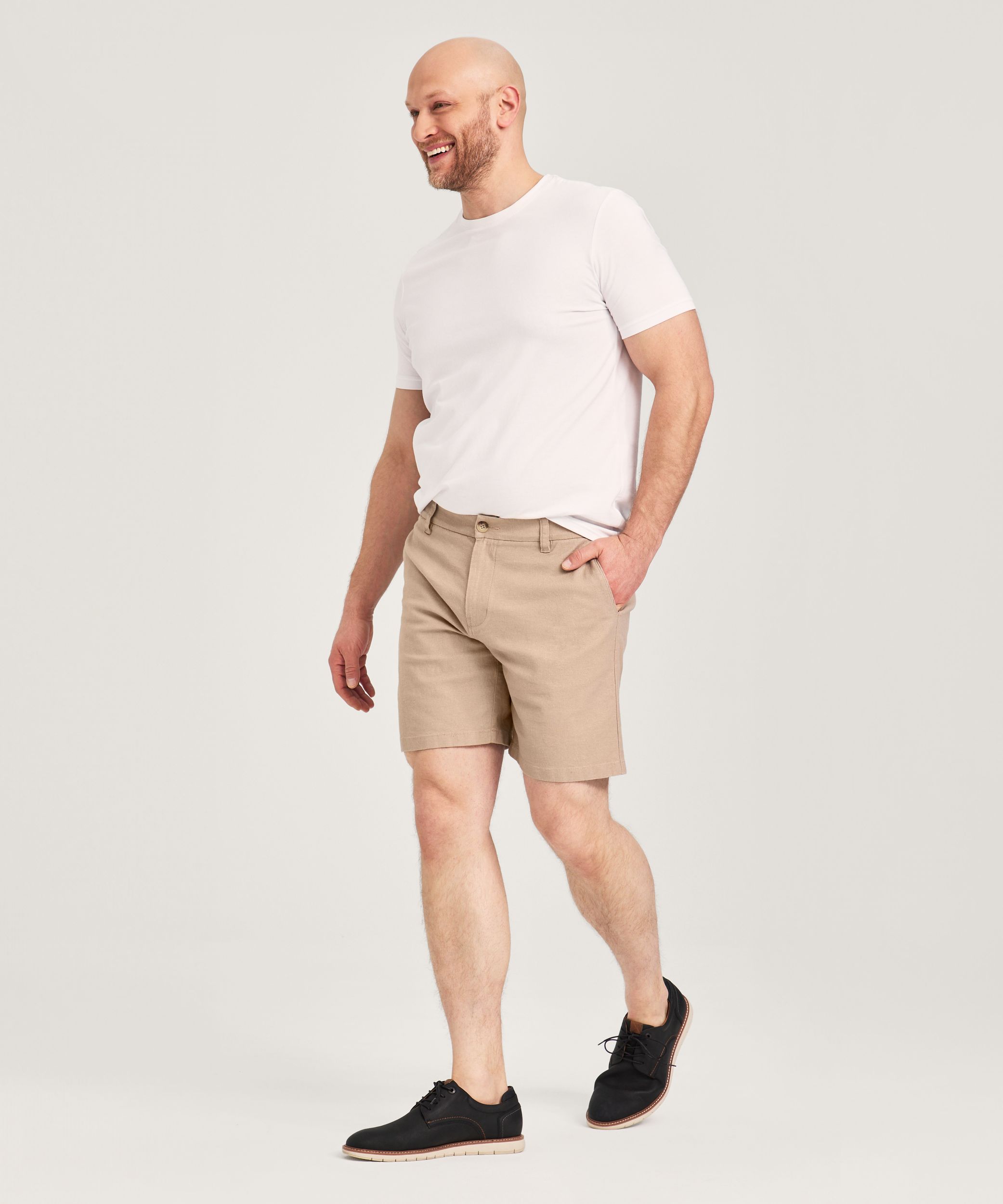 Denver Hayes Men's 8 Inch Linen Stretch Shorts