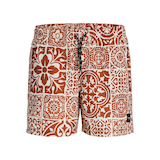Jack & Jones Men's Maui AOP Tiles Swim Trunk Front_Flat