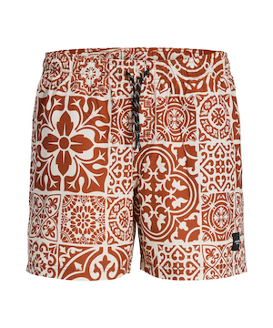 Bermuda de plage à motif fantaisie pour hommes, Maui AOP Tiles, Jack & Jones