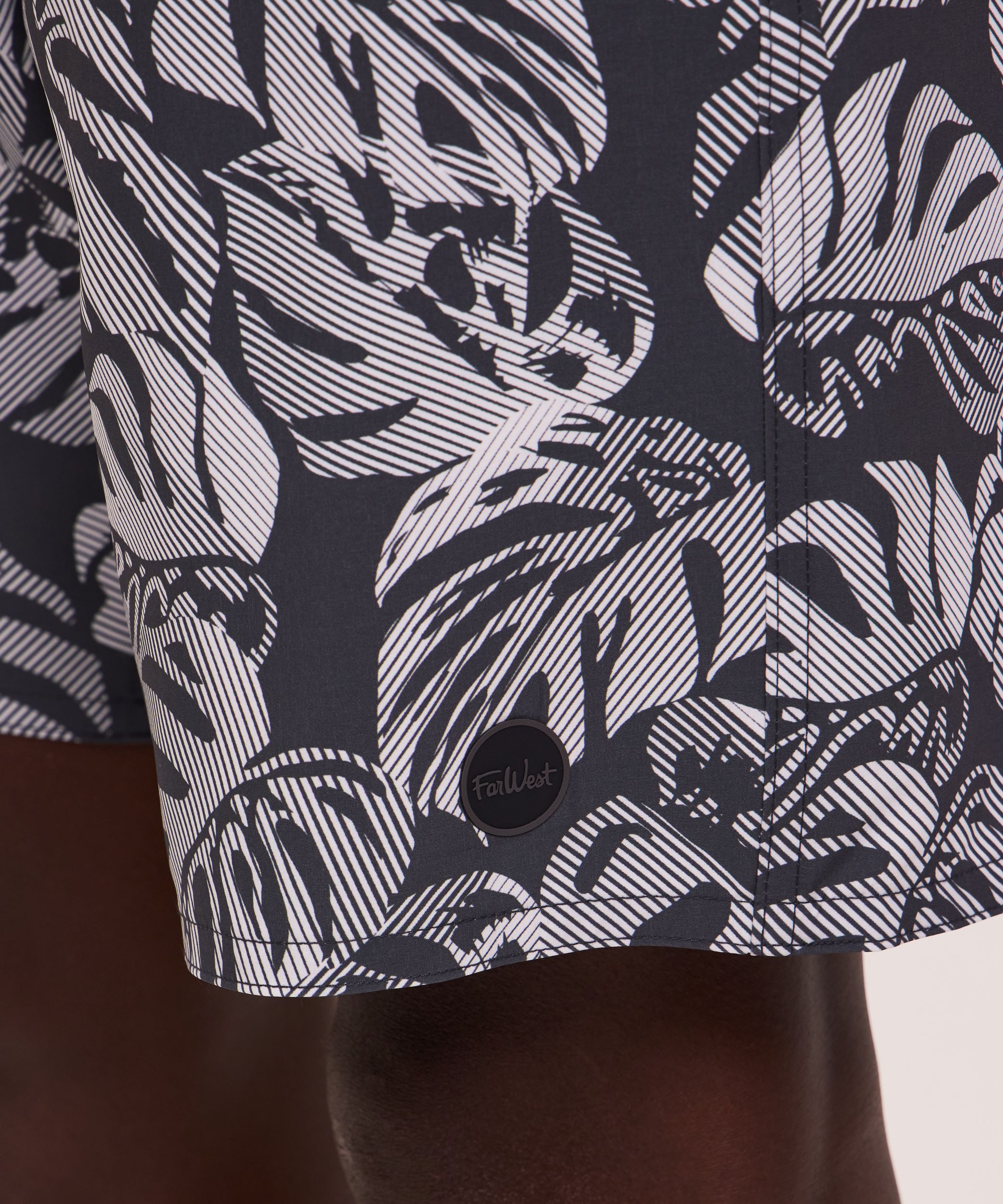 FarWest Men's Printed 8-in Monstera Swim Shorts