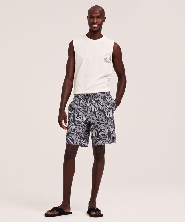 Short de natation imprimé 8&nbsp;pouces pour hommes, Monstera, FarWest
