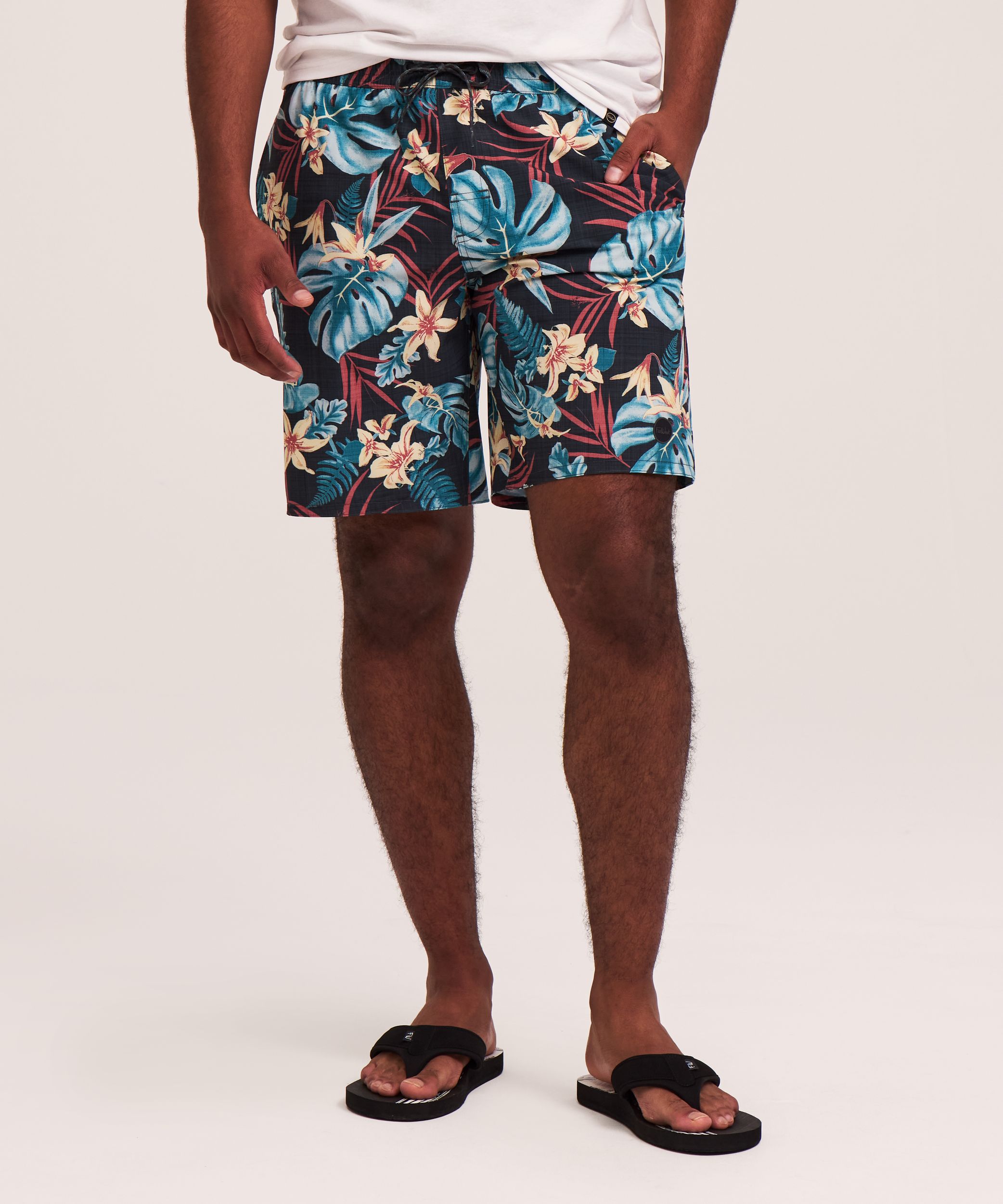 FarWest Men's Printed 8-in Monstera Swim Shorts