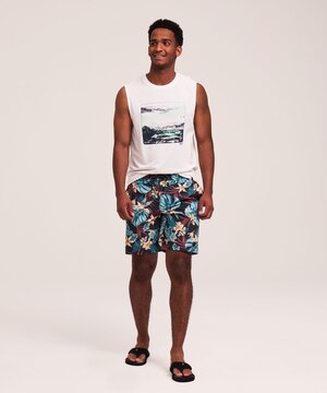 FarWest Men's Printed 8-in Monstera Swim Shorts