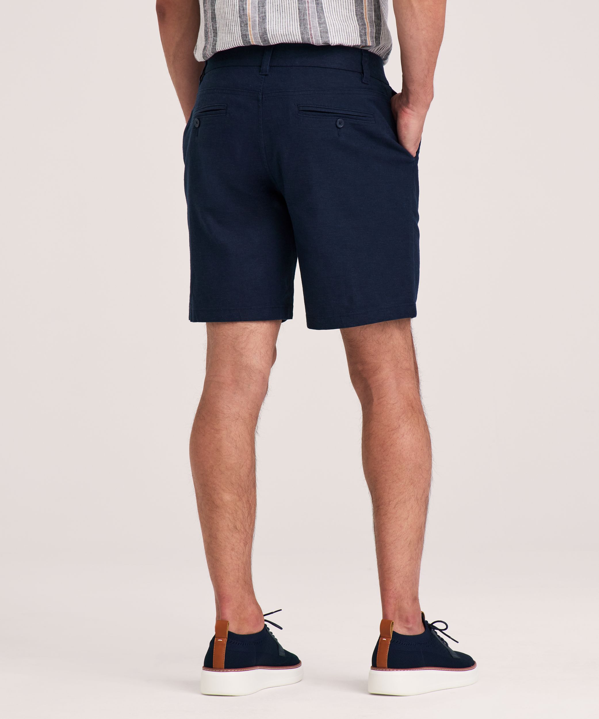 Denver Hayes Men's 8 Inch Linen Stretch Shorts