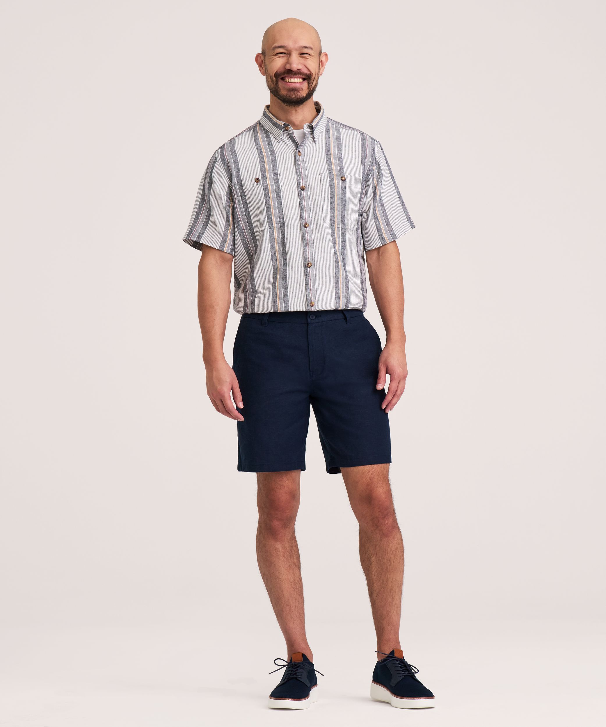 Denver Hayes Men's 8 Inch Linen Stretch Shorts