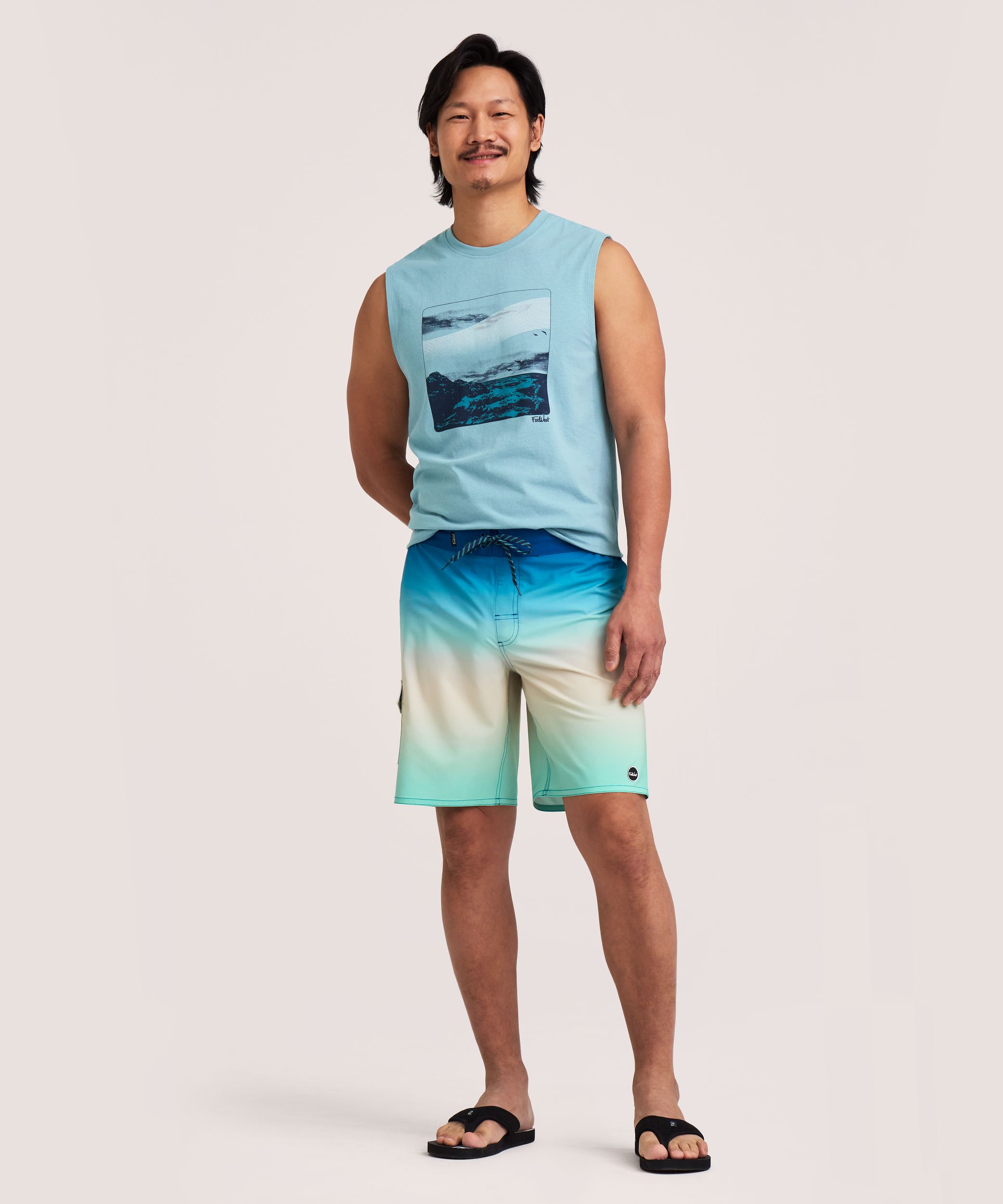 Short de surf à motif dégradé avec entrejambe de 23&nbsp;cm pour hommes, FarWest