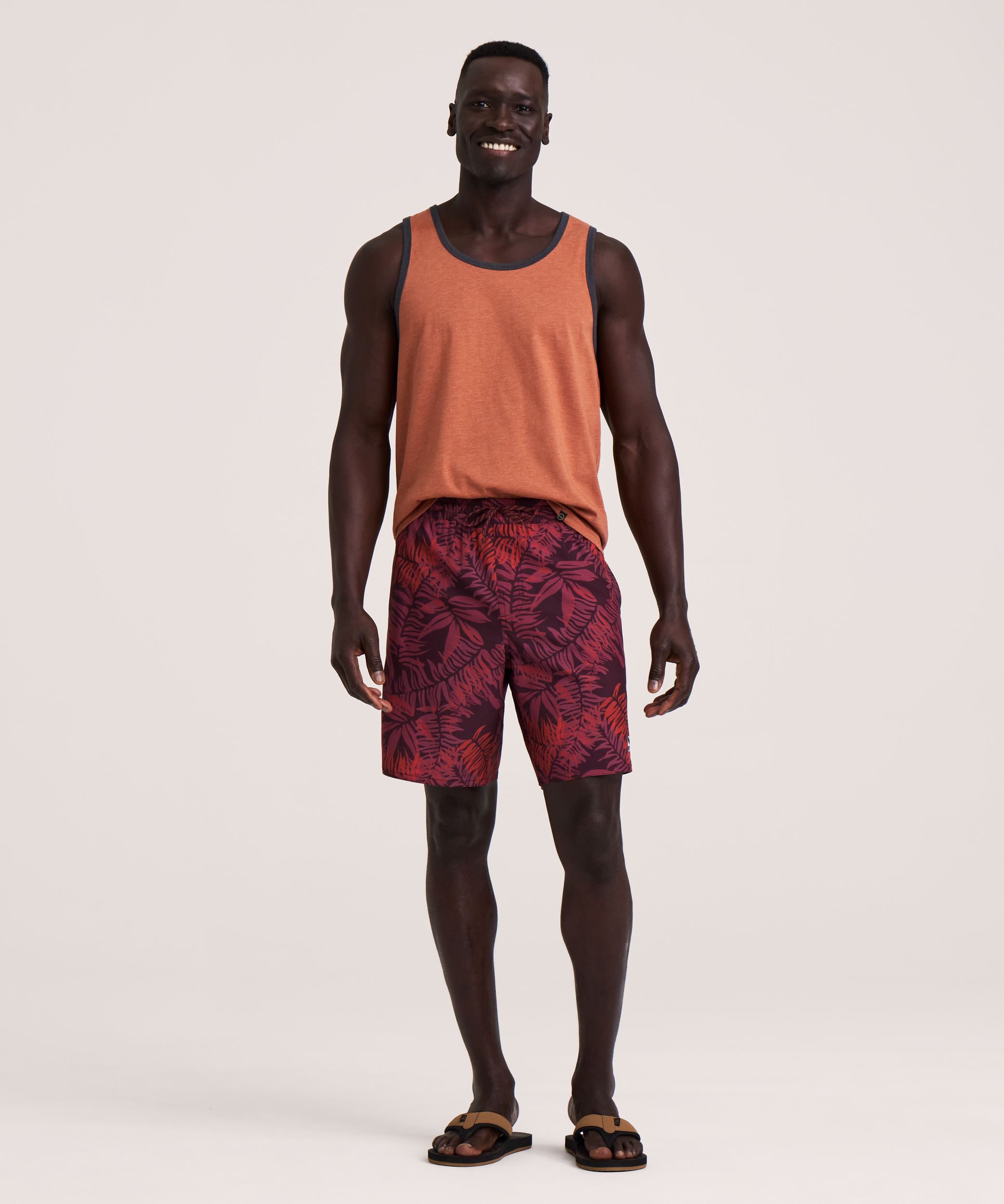 FarWest Men's Printed 8-in Monstera Swim Shorts