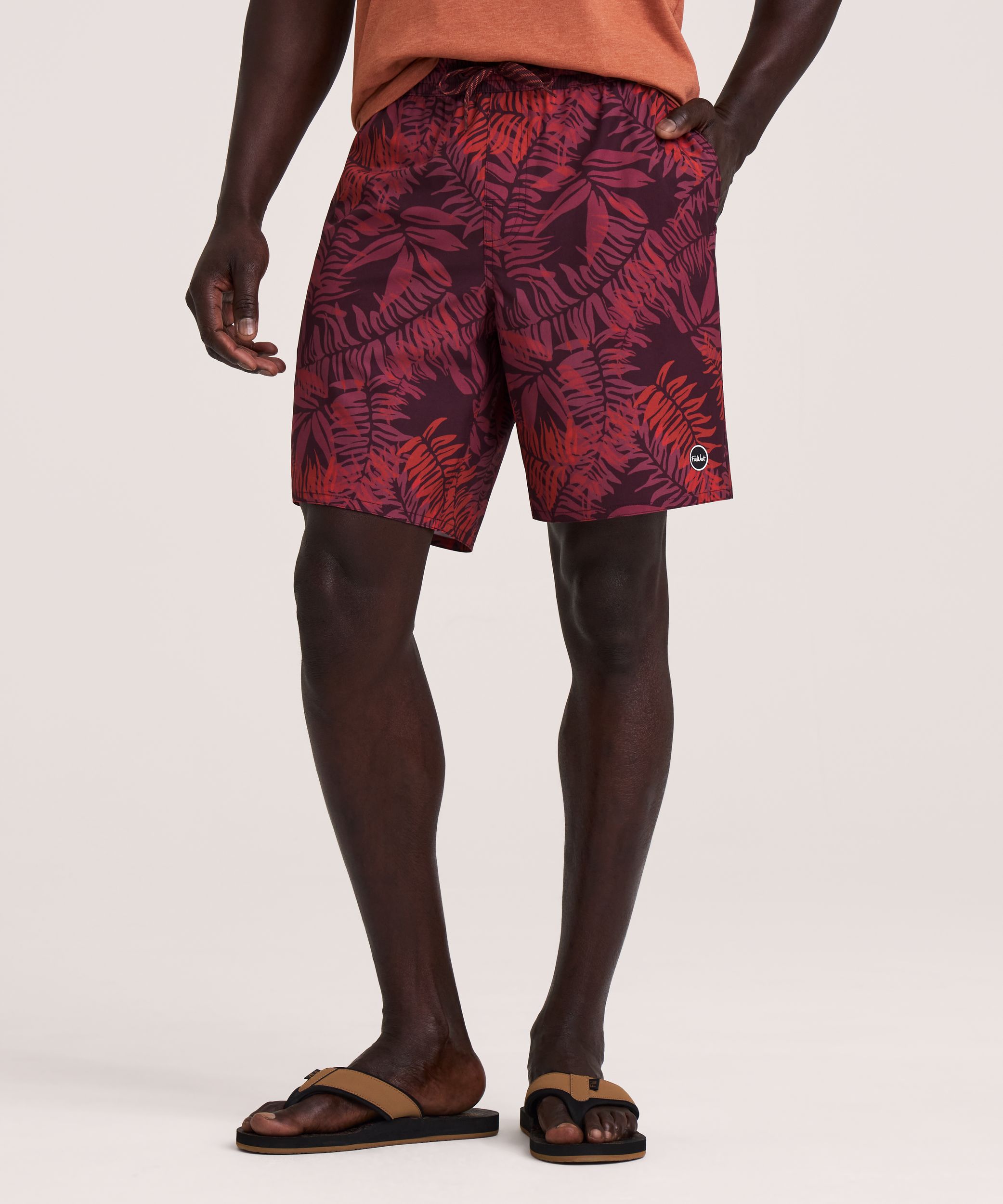FarWest Men's Printed 8-in Monstera Swim Shorts