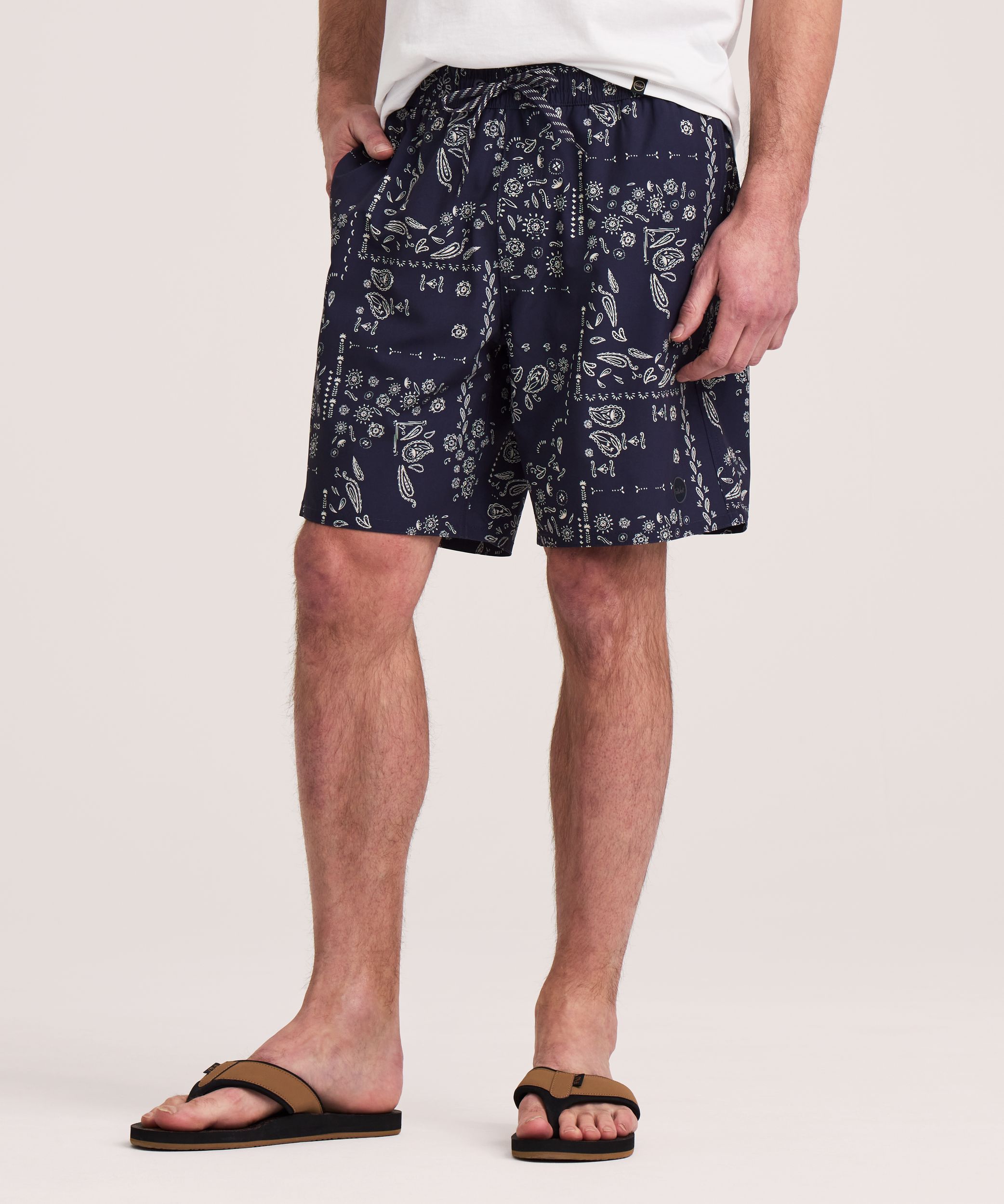Short de natation imprimé 8&nbsp;pouces pour hommes, Monstera, FarWest