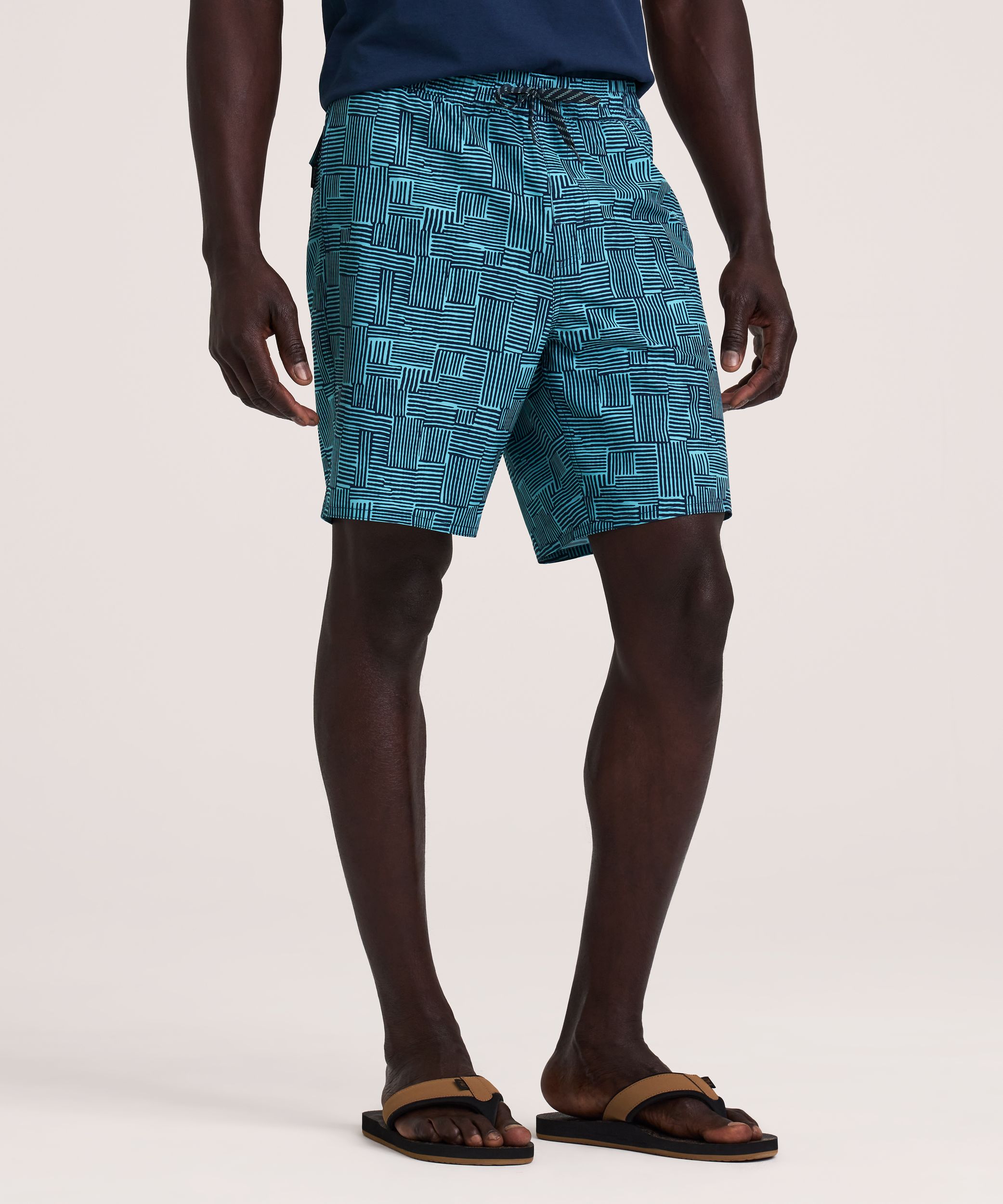 FarWest Men's Printed 8-in Monstera Swim Shorts