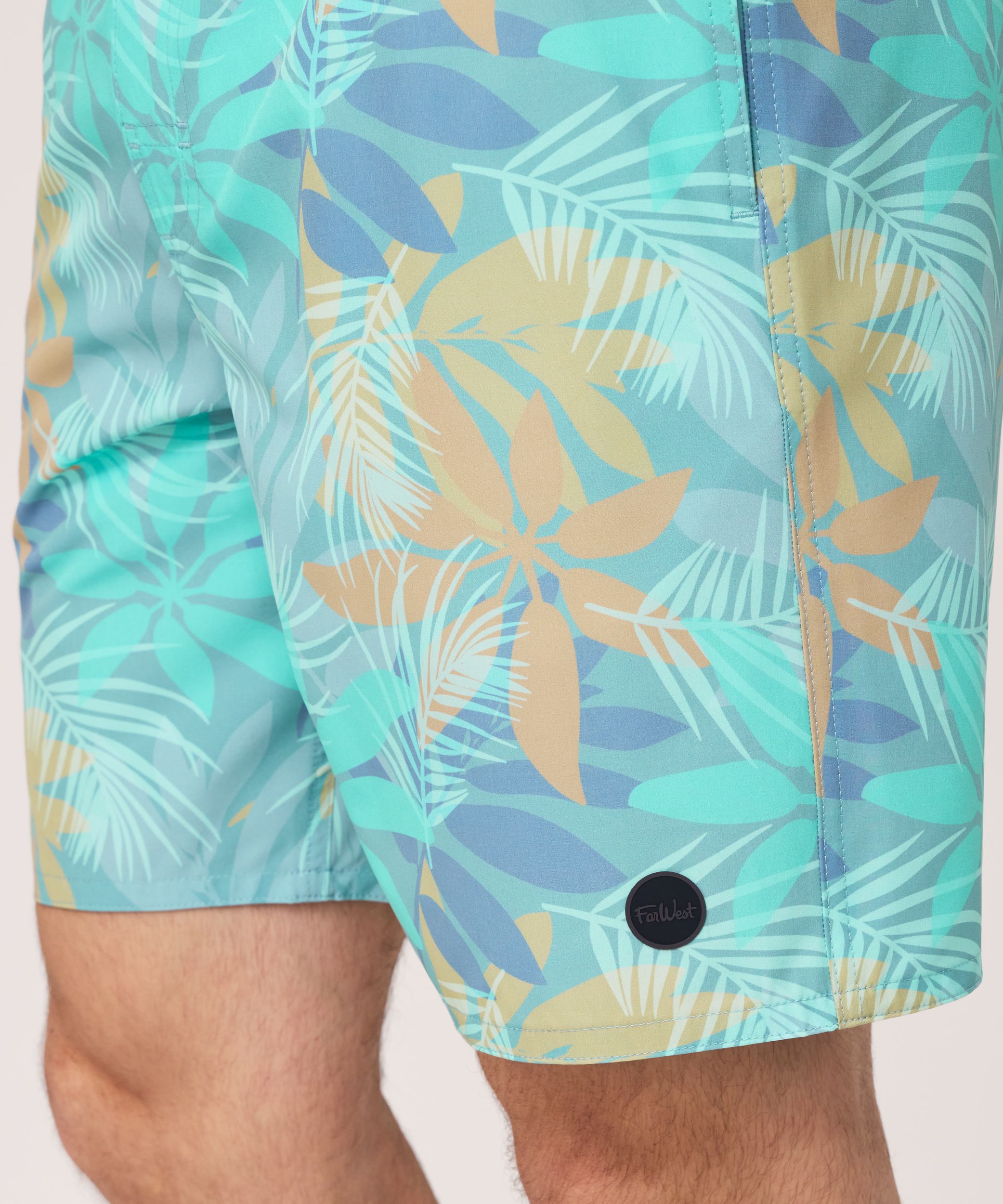 FarWest Men's Printed 8-in Monstera Swim Shorts
