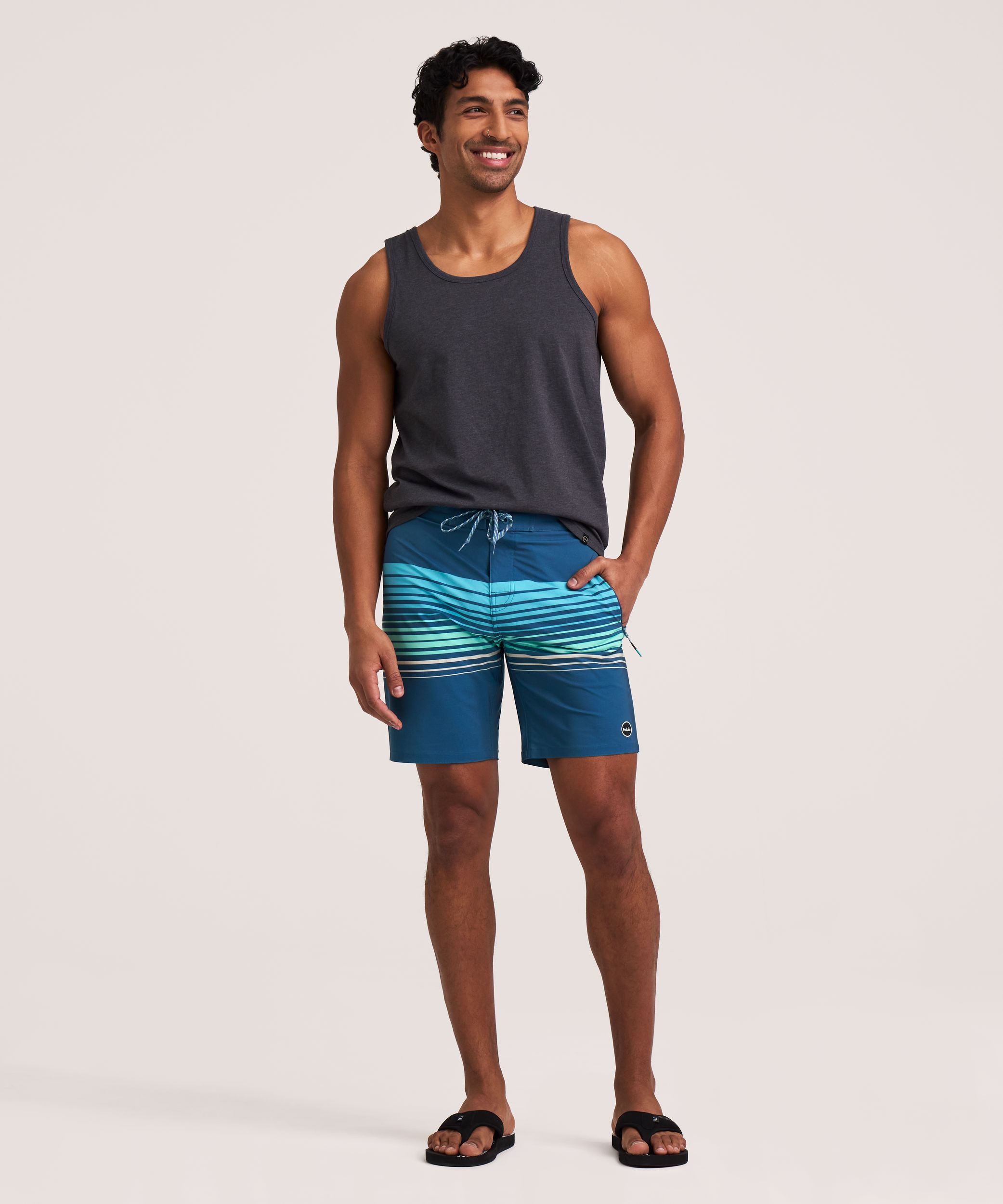 FarWest Men's Striped 9in Swim Shorts
