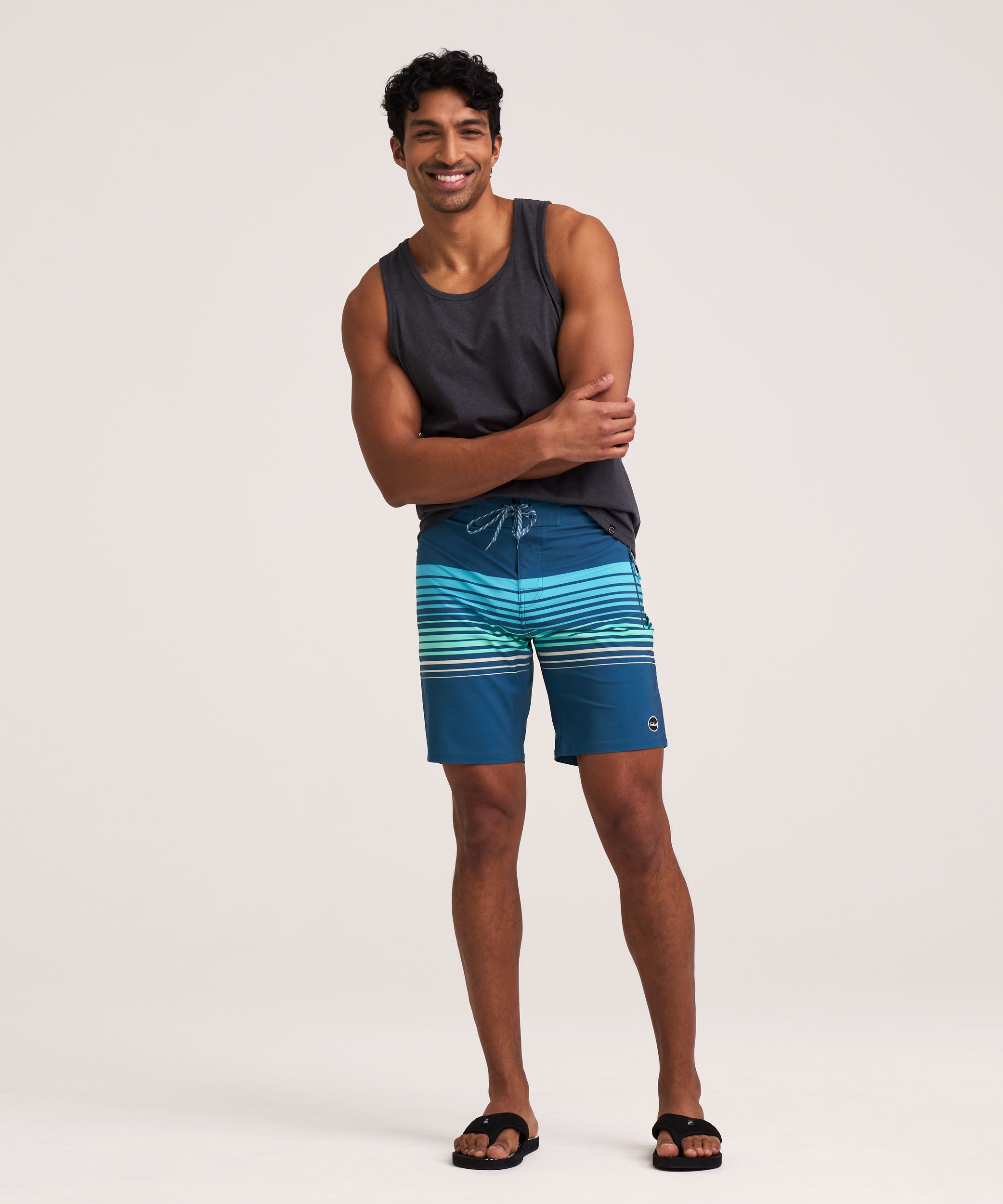 FarWest Men's Striped 9in Swim Shorts