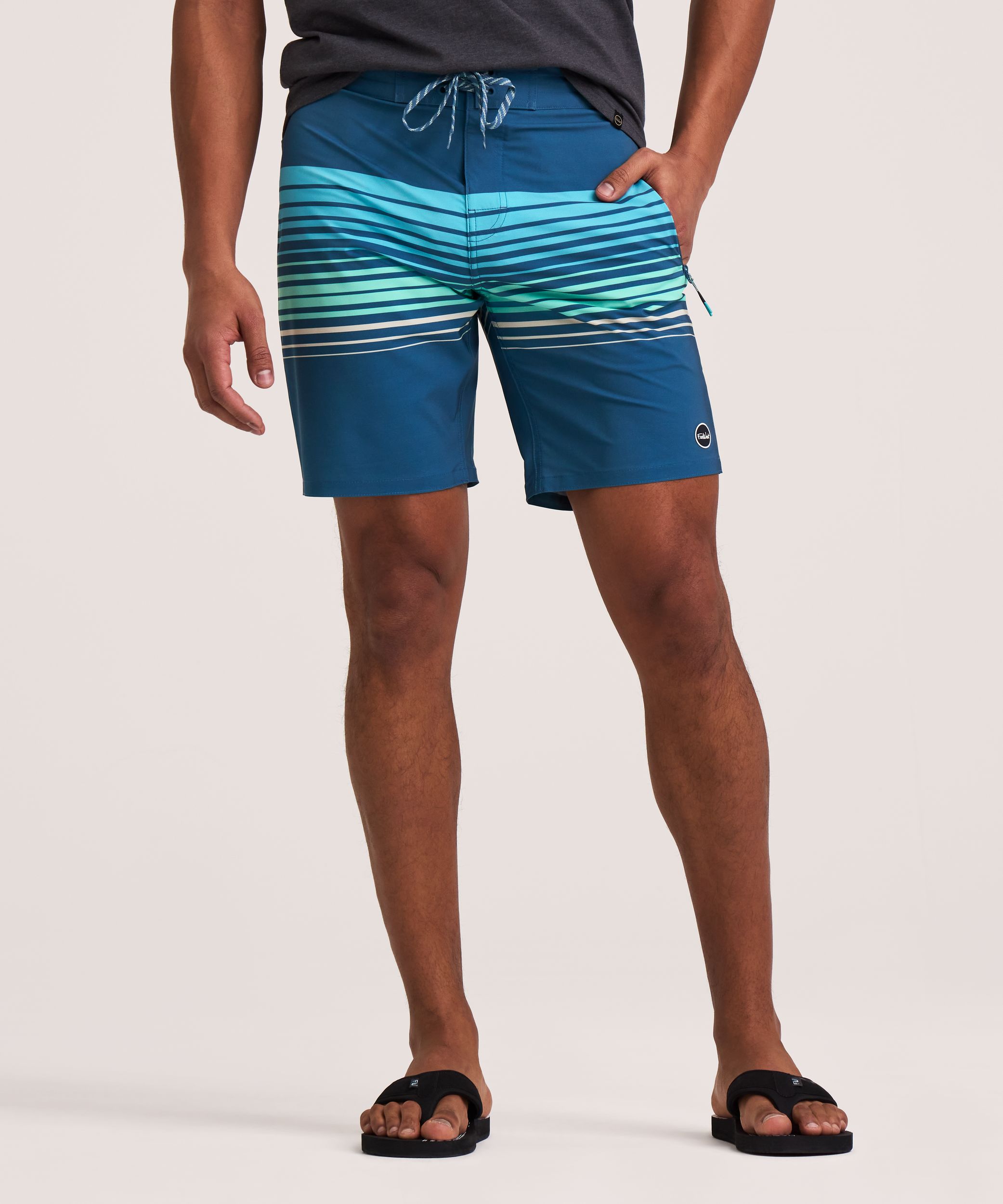 FarWest Men's Striped 9in Swim Shorts