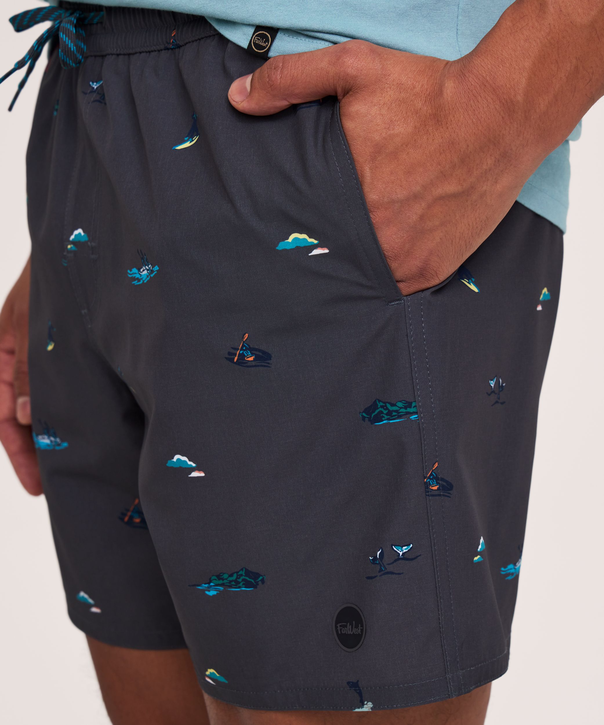 Short volley de natation imprimé 6 pouces pour hommes, FarWest