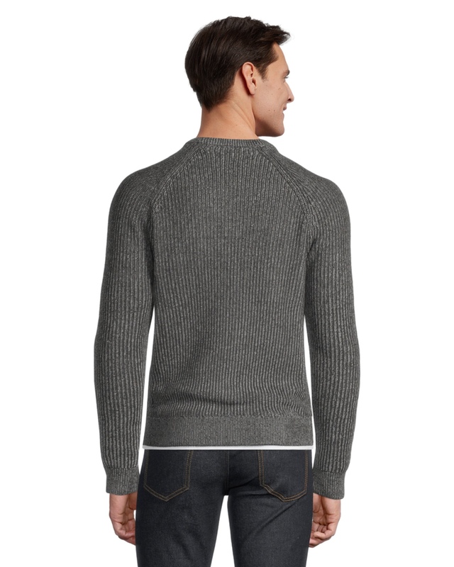 Denver Hayes Men's Shaker Knit Raglan Sleeve Crewneck Cotton Sweater