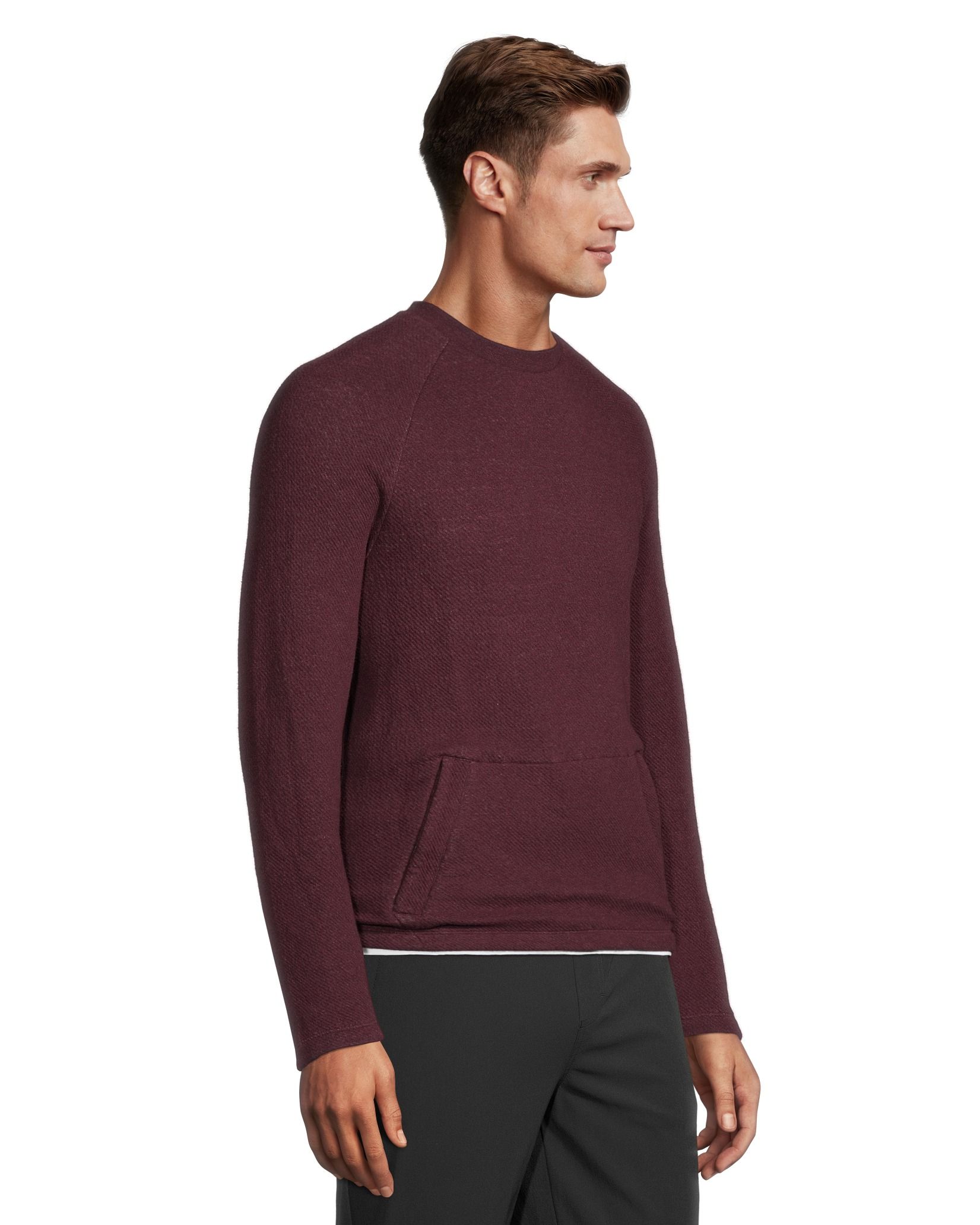 Men's Textured Knit Kangaroo Pocket Crewneck Pullover | Marks