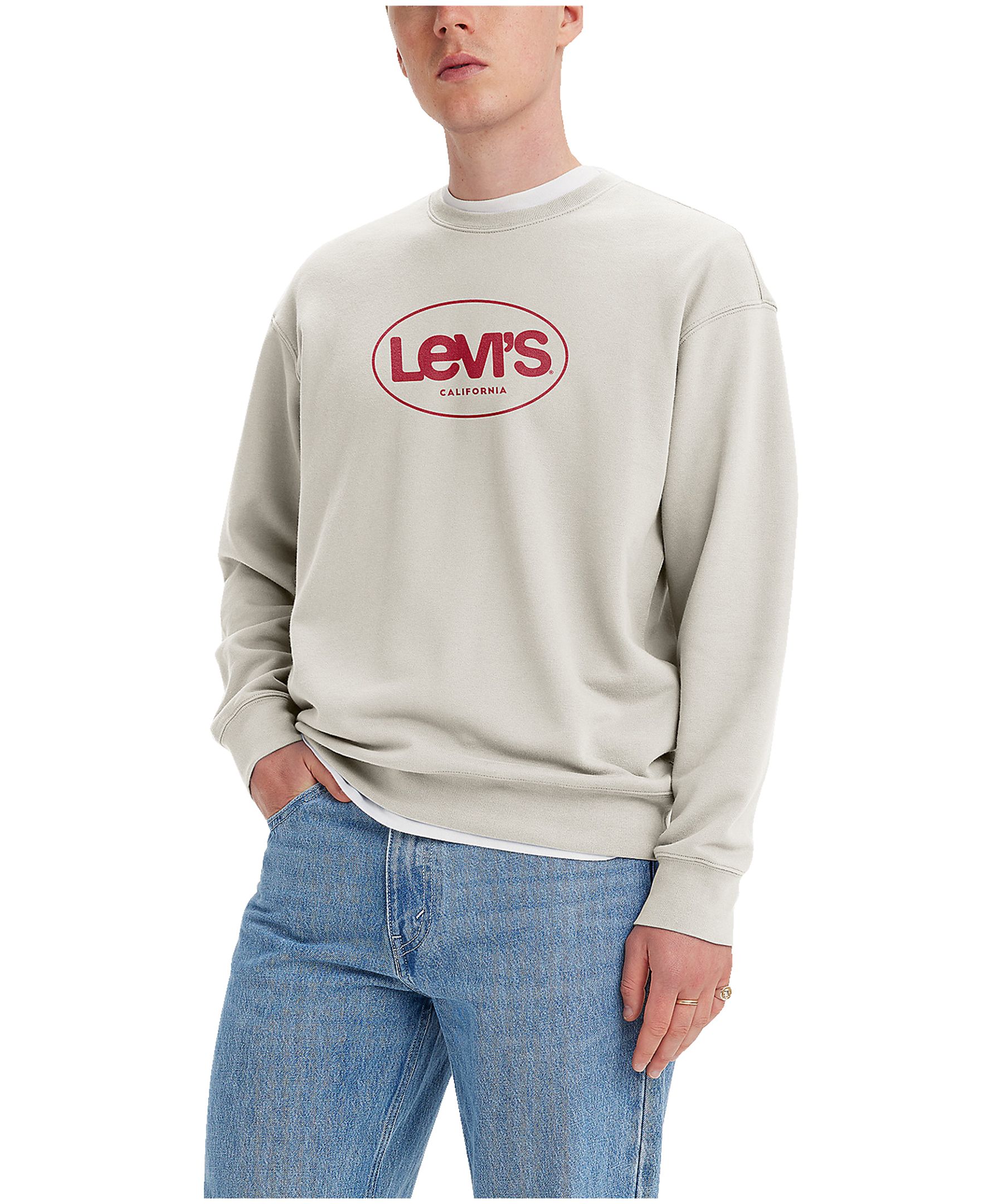 Levi's Men's Everyday Essentials Fleece Surf Logo Relaxed Fit Crewneck Sweatshirt Pullover