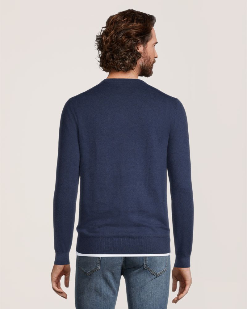 Chandail coupe moderne en coton à point jersey avec col ras du cou pour hommes, Denver Hayes