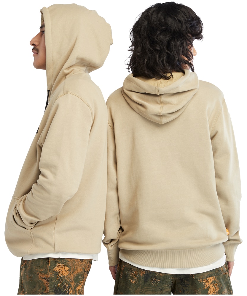 Men's Woven Patch Kangaroo Pocket Fleece Pullover Hoodie | Marks