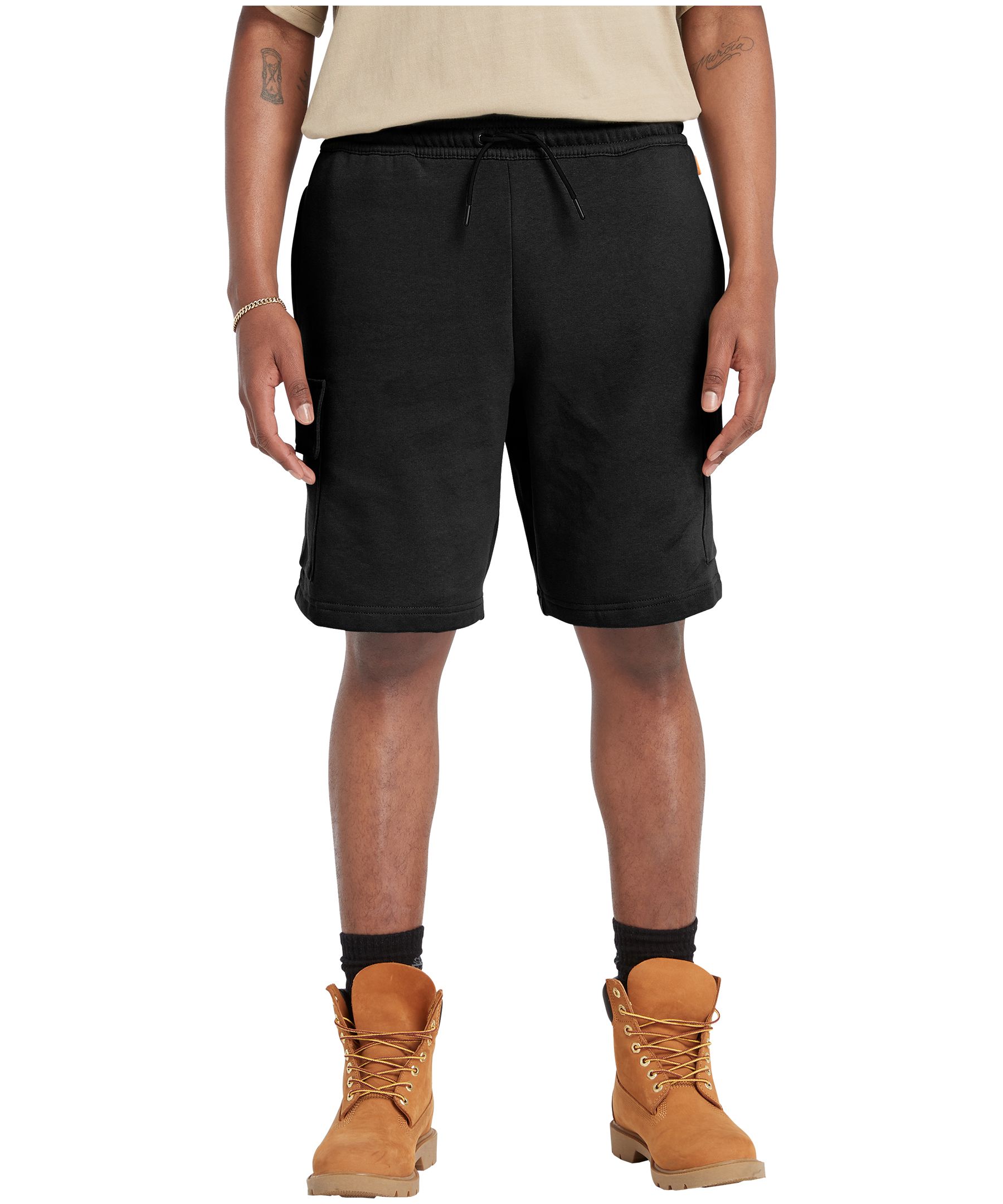 Men's Woven Patch Mid Rise Relaxed Fit Fleece Cargo Shorts | Marks