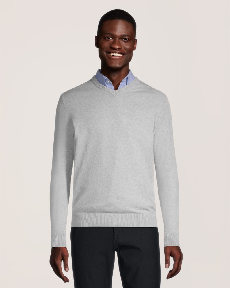 Denver Hayes Men's Soft Cotton V-Neck Sweater Mark's