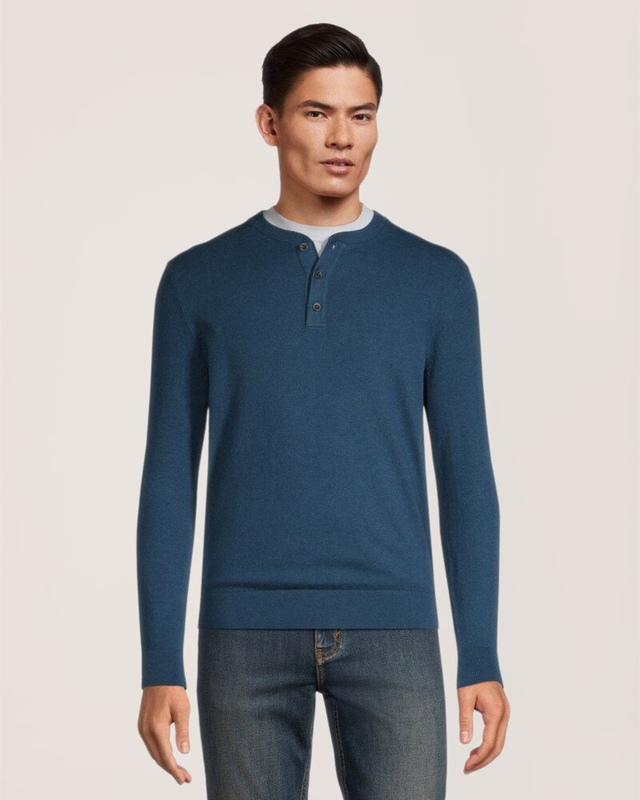 Denver Hayes Men's Cotton Henley Sweater