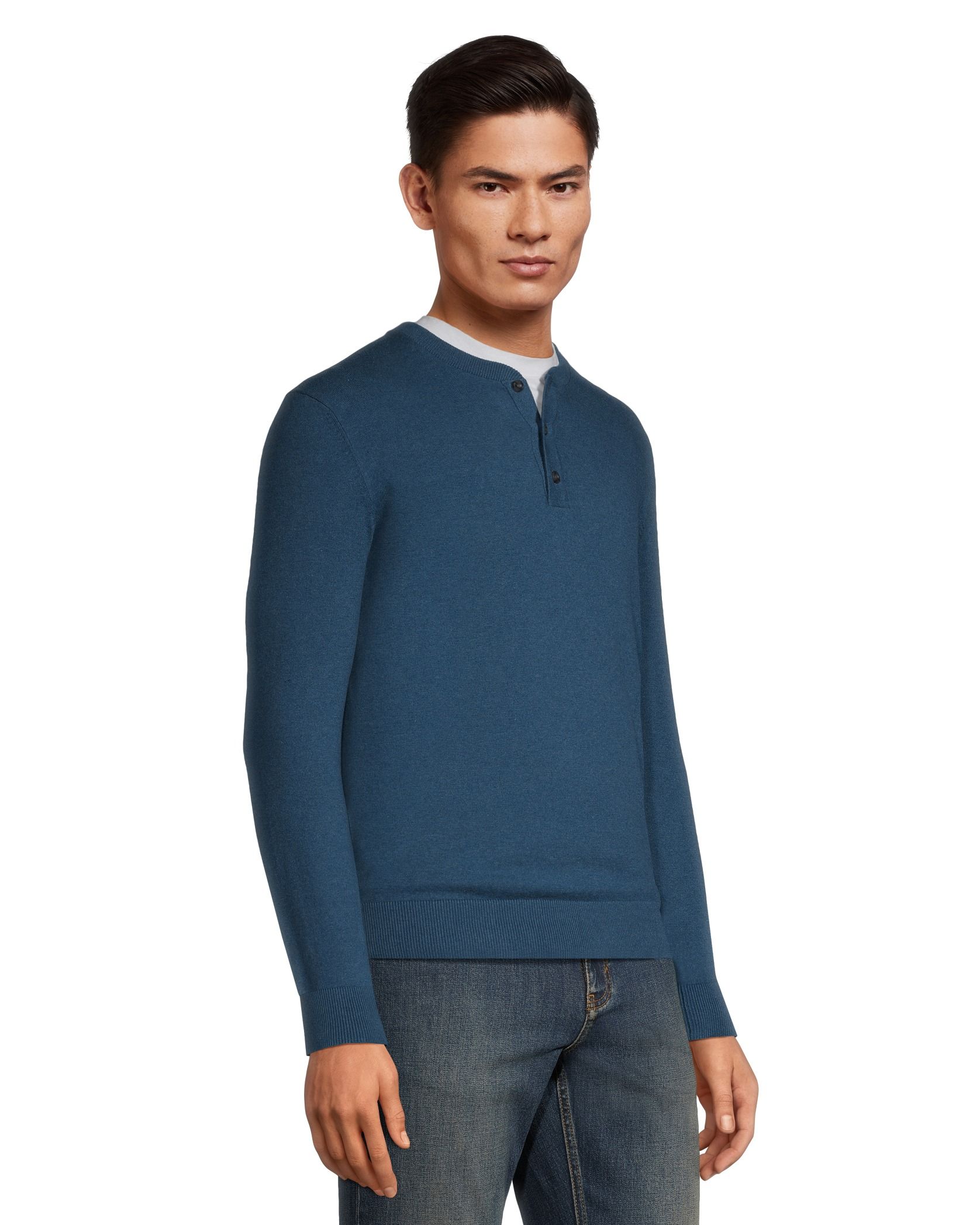Denver Hayes Men's Cotton Henley Sweater Marks