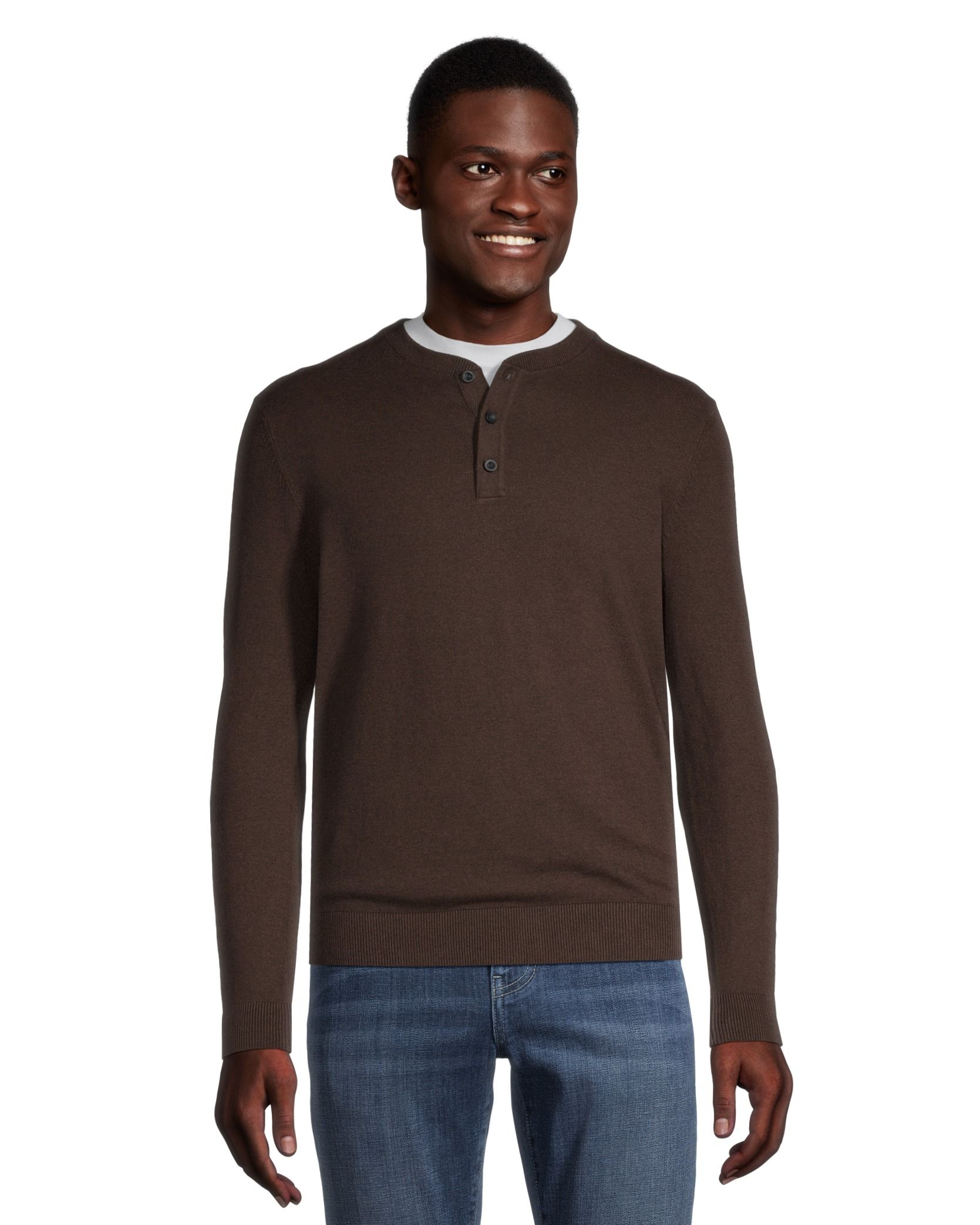 Men's cotton 2025 henley sweater